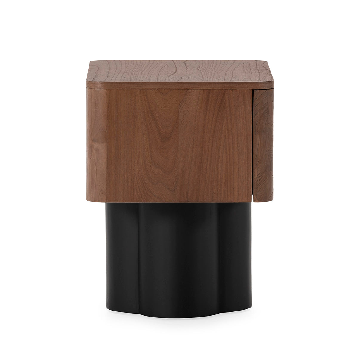 SUR DEVIS - Table de chevet 60x45x59 Bois d’orme -- Noyer/Noir Mat - Club Pelita