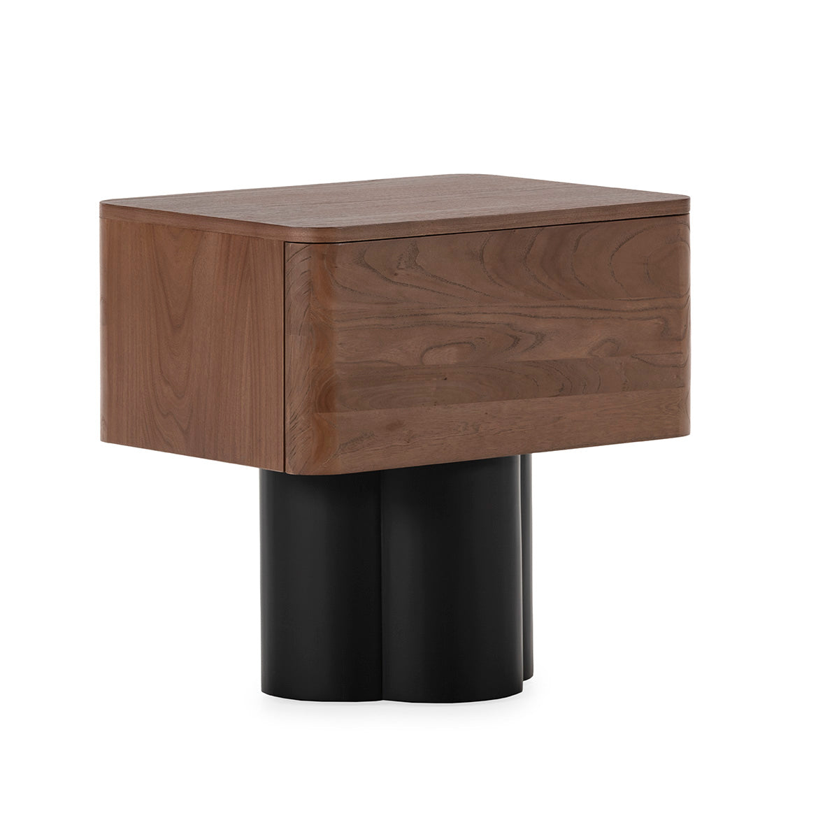 SUR DEVIS - Table de chevet 60x45x59 Bois d’orme -- Noyer/Noir Mat - Club Pelita