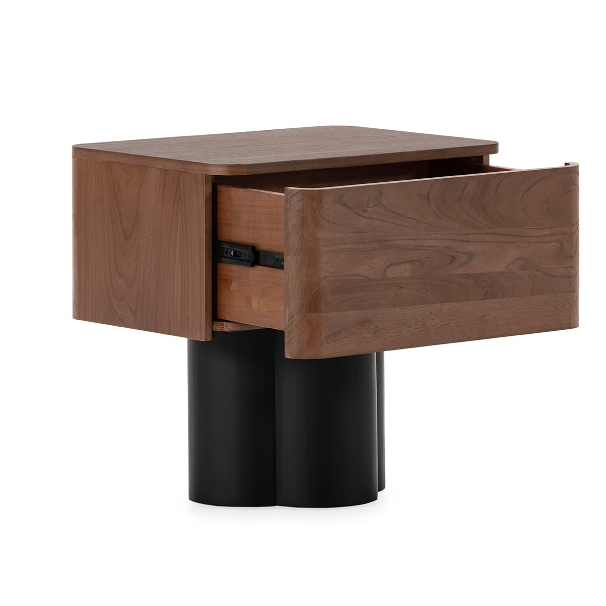 SUR DEVIS - Table de chevet 60x45x59 Bois d’orme -- Noyer/Noir Mat - Club Pelita