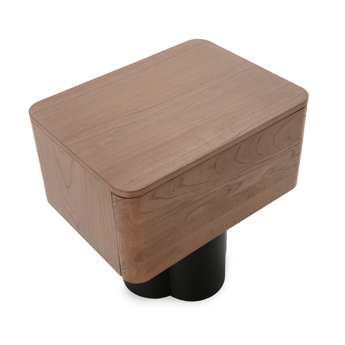 SUR DEVIS - Table de chevet 60x45x59 Bois d’orme -- Noyer/Noir Mat - Club Pelita