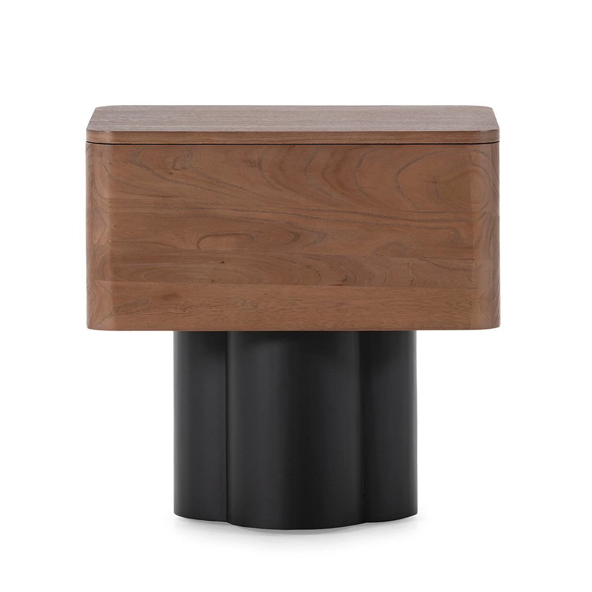 SUR DEVIS - Table de chevet 60x45x59 Bois d’orme -- Noyer/Noir Mat - Club Pelita