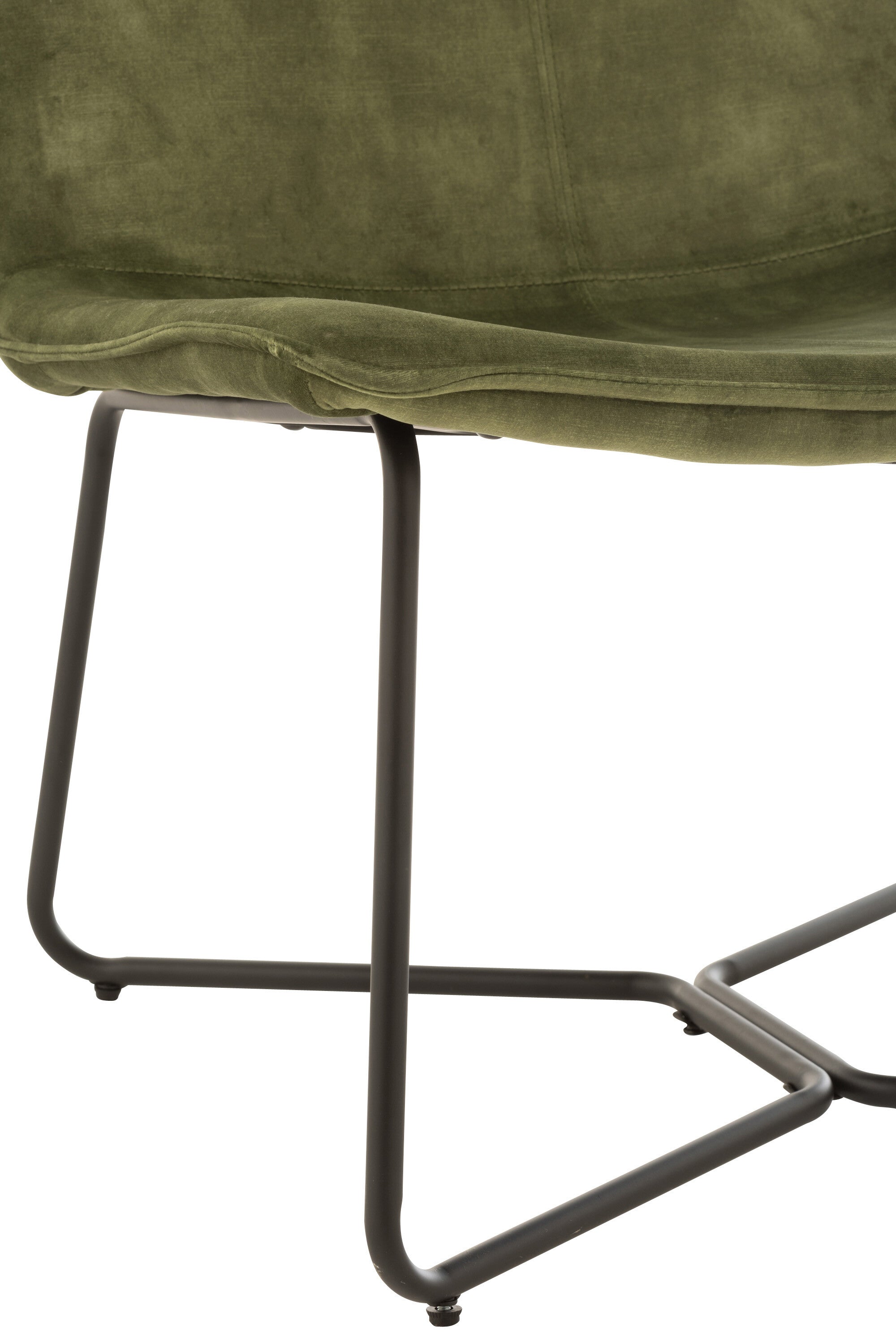 Fauteuil lounge “Isabella” - Velours Vert Foncé, Piètement Métal | J-Line
