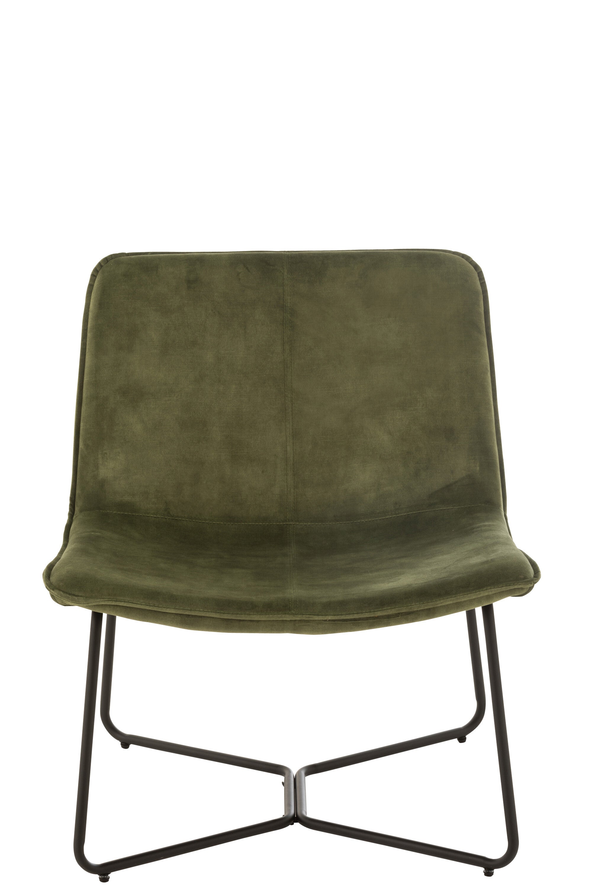 Fauteuil lounge “Isabella” - Velours Vert Foncé, Piètement Métal | J-Line
