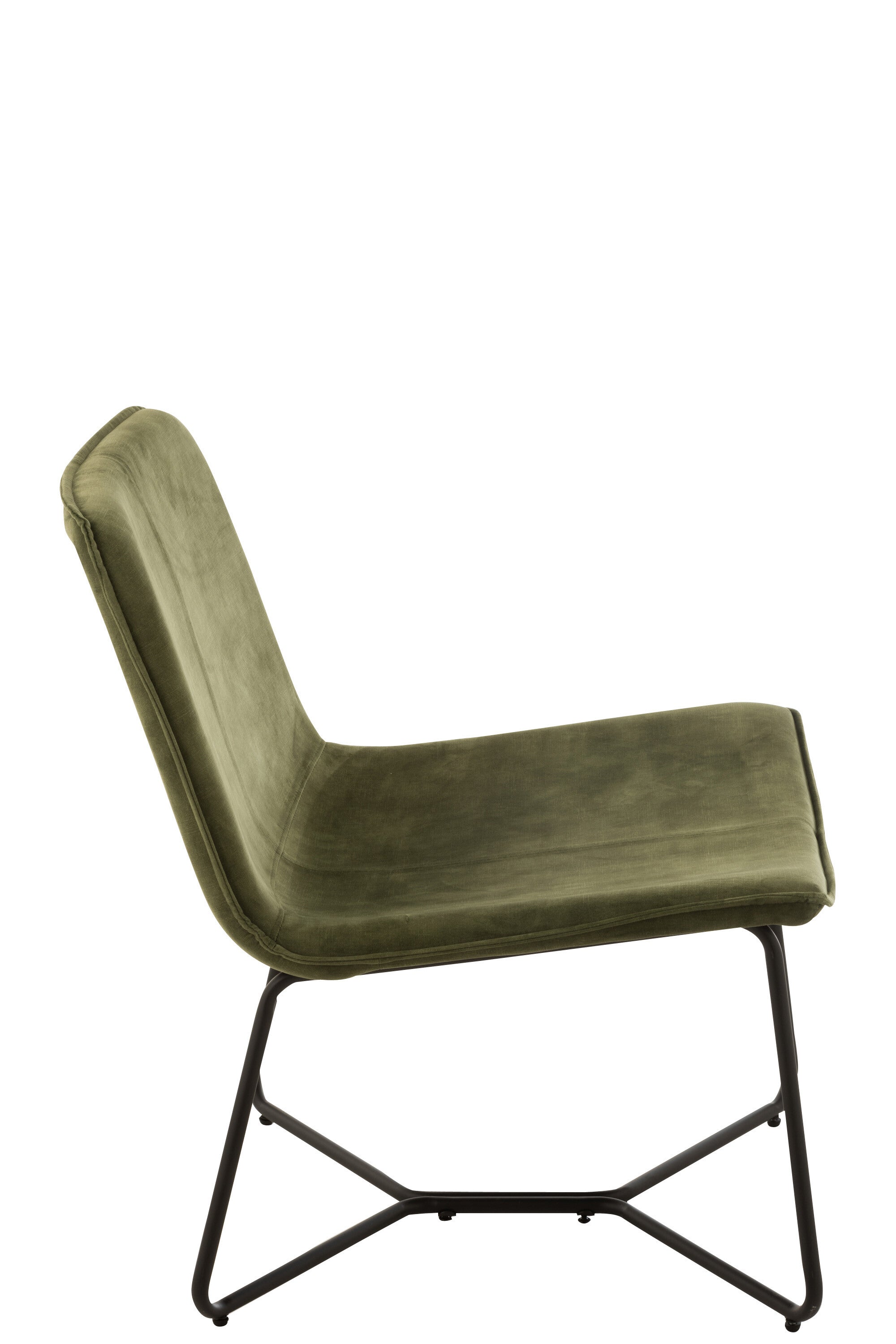 Fauteuil lounge “Isabella” - Velours Vert Foncé, Piètement Métal | J-Line