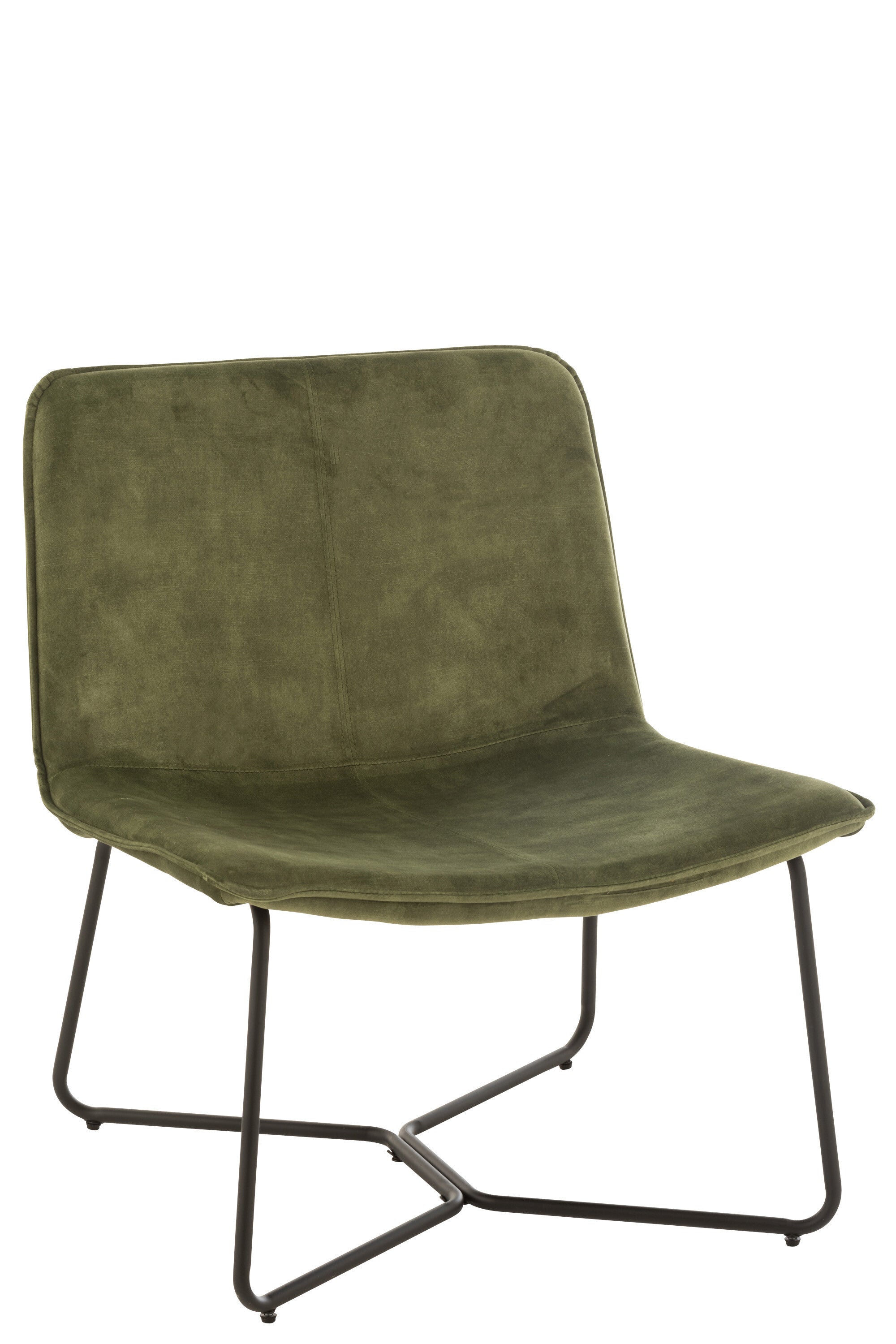 Fauteuil lounge “Isabella” - Velours Vert Foncé, Piètement Métal | J-Line