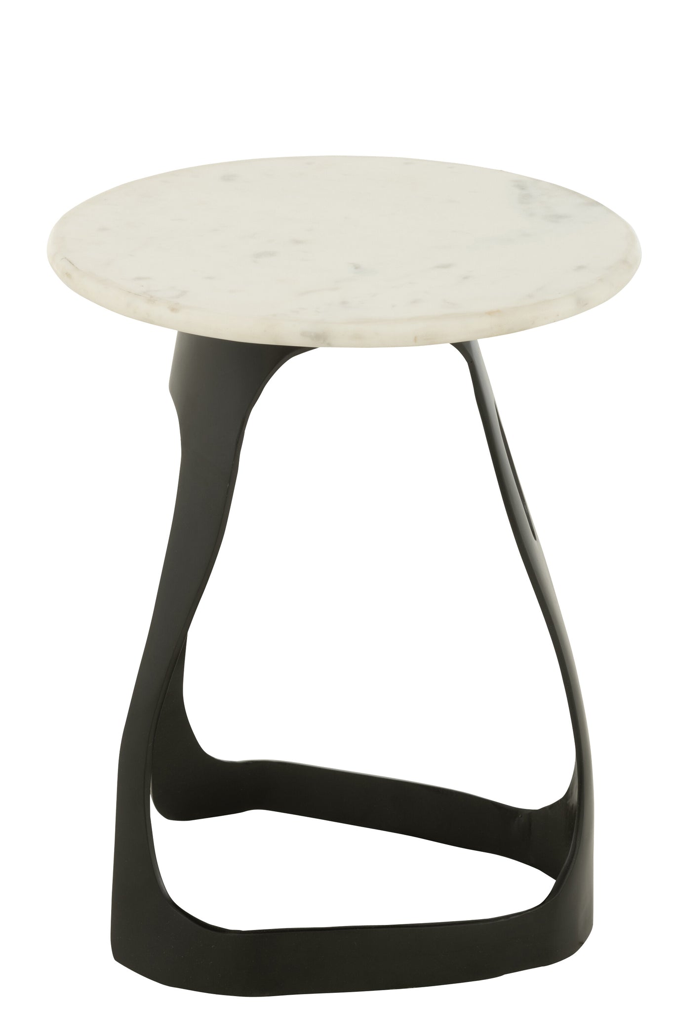 Table d’appoint "Carla" grande - Pierre Naturelle Blanche, Piètement Aluminium Sculptural | J-Line