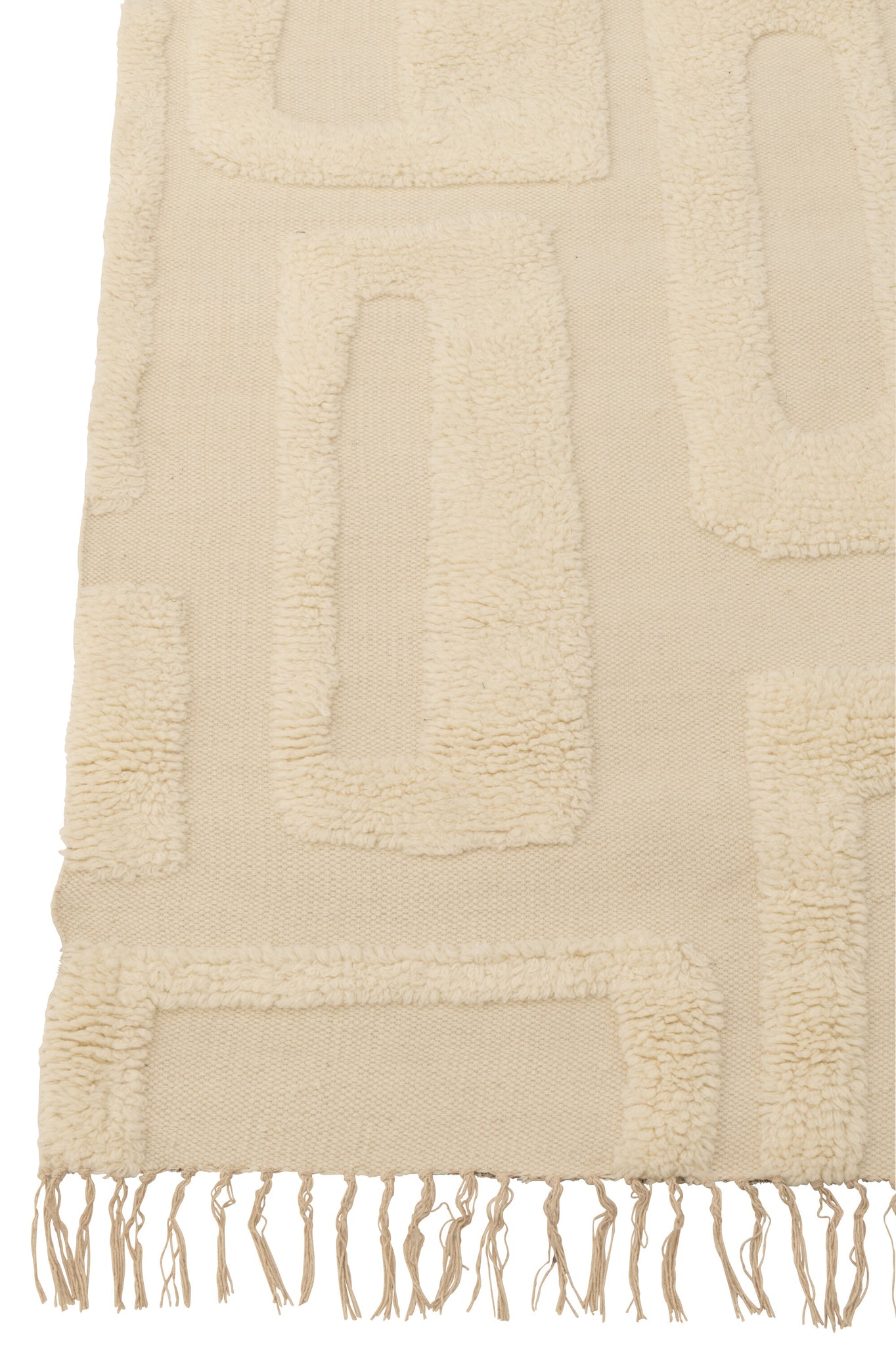 Tapis en laine à lignes abstraites écru – Élégance contemporaine, format large 200x300 | J-Line
