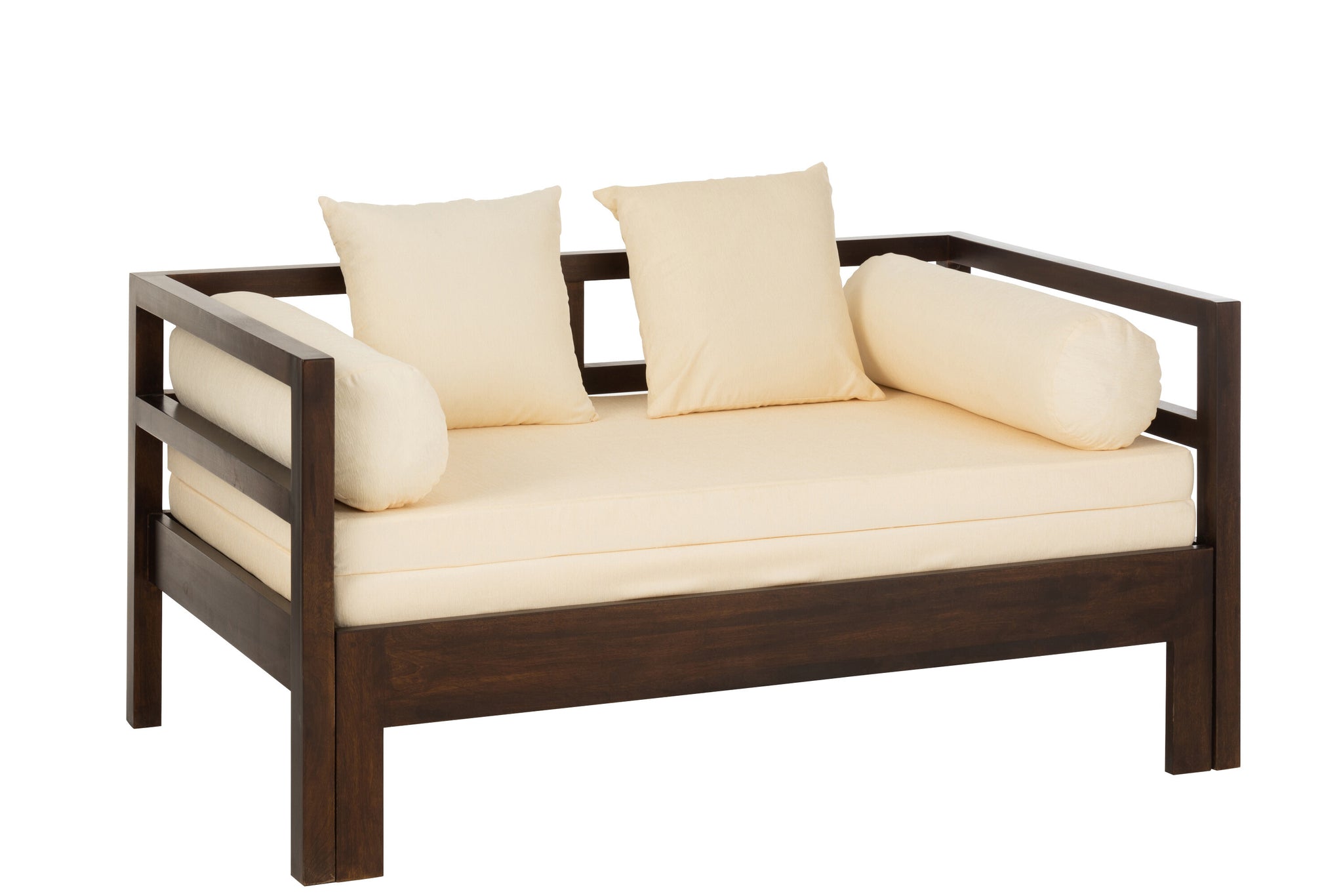 Daybed “Cape Town” en bois de manguier brun foncé – Design cosy, assise généreuse | J-Line