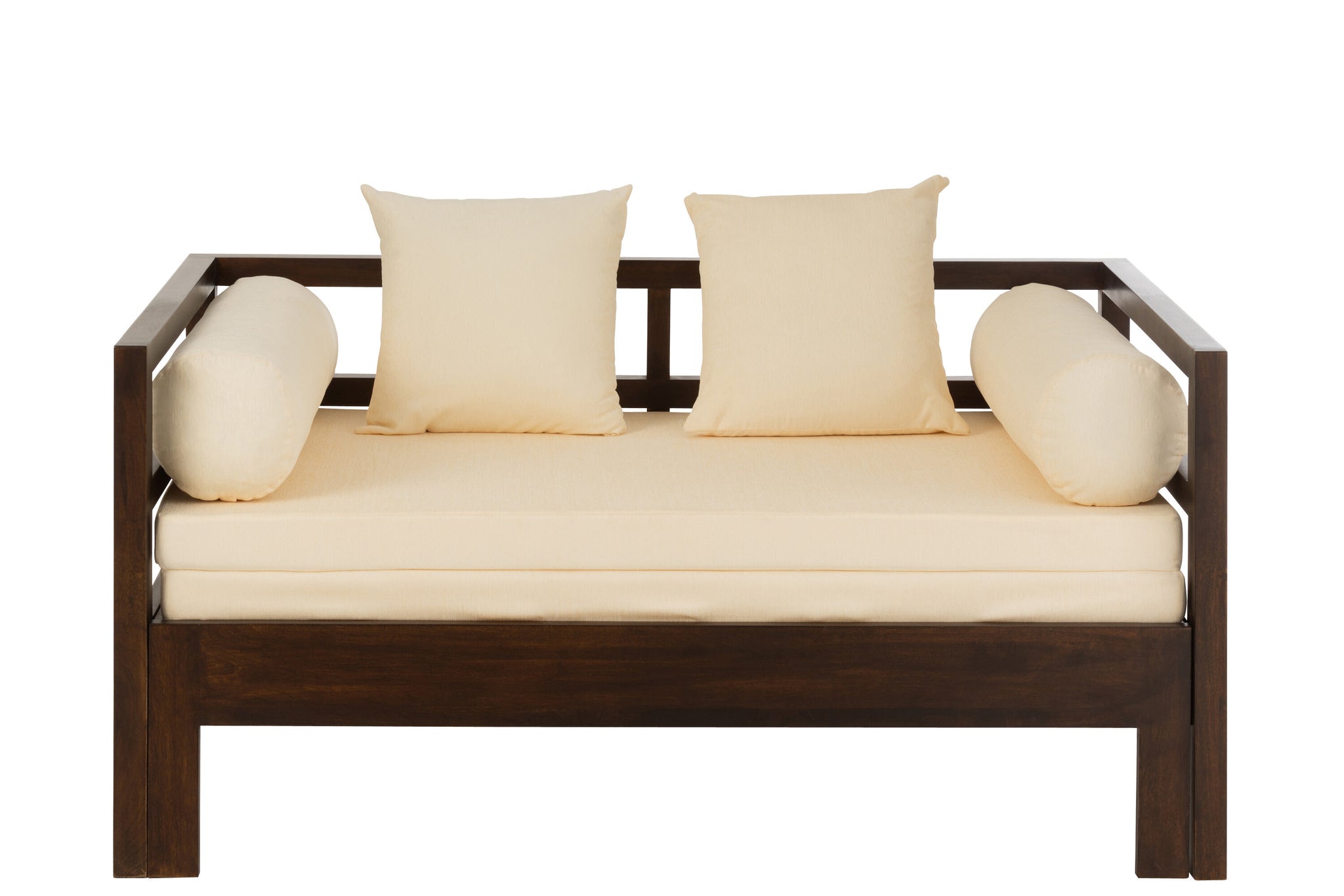 Daybed “Cape Town” en bois de manguier brun foncé – Design cosy, assise généreuse | J-Line