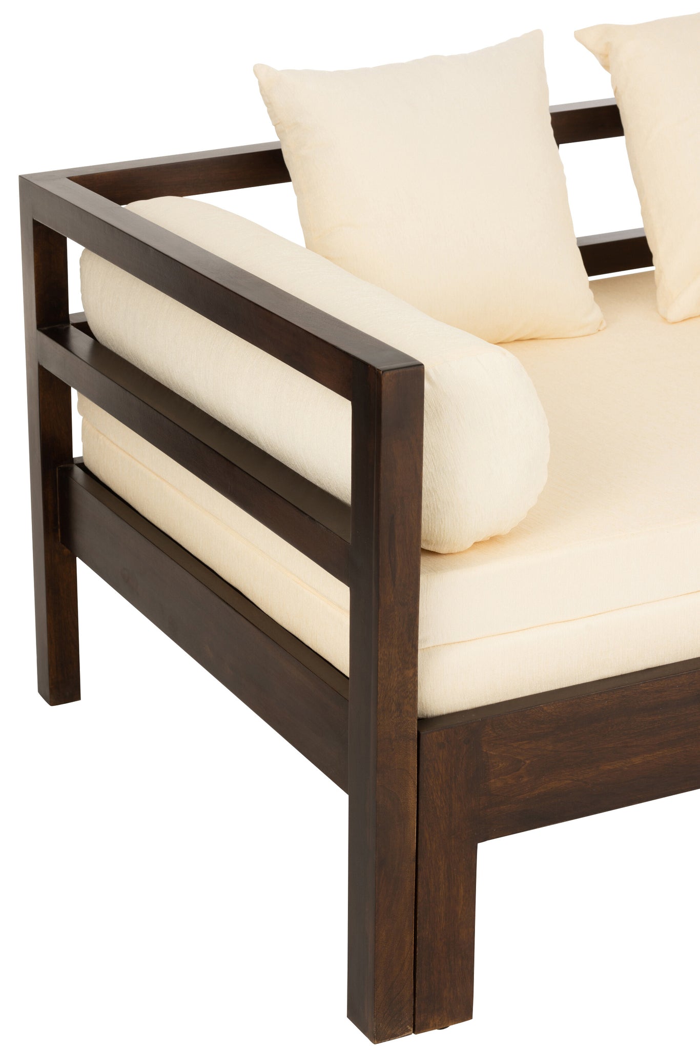 Daybed “Cape Town” en bois de manguier brun foncé – Design cosy, assise généreuse | J-Line