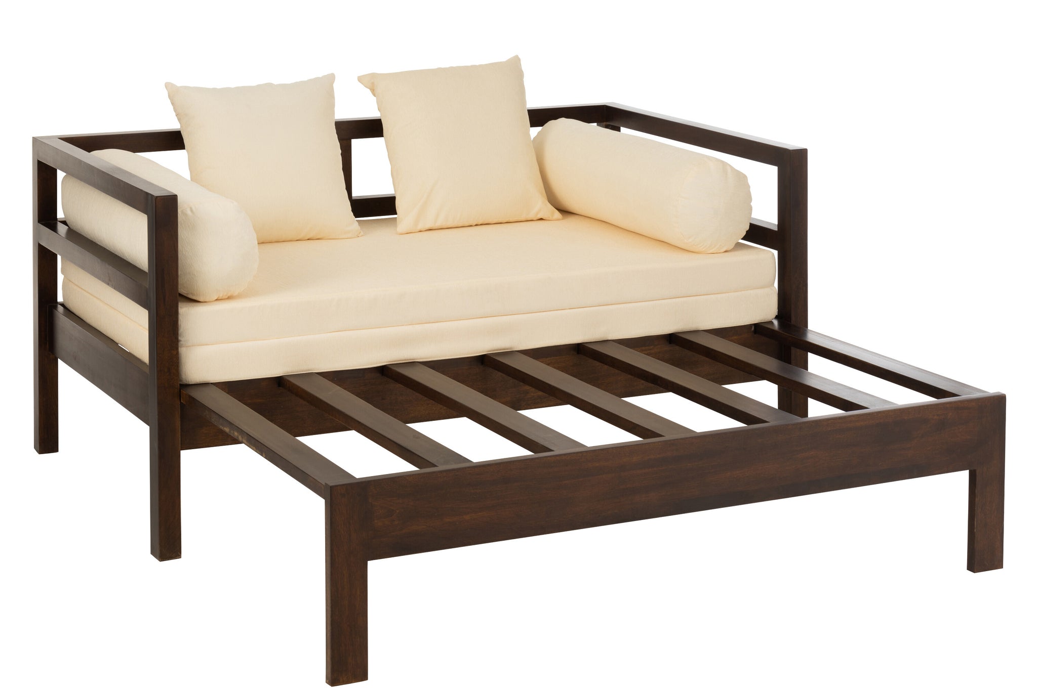 Daybed “Cape Town” en bois de manguier brun foncé – Design cosy, assise généreuse | J-Line
