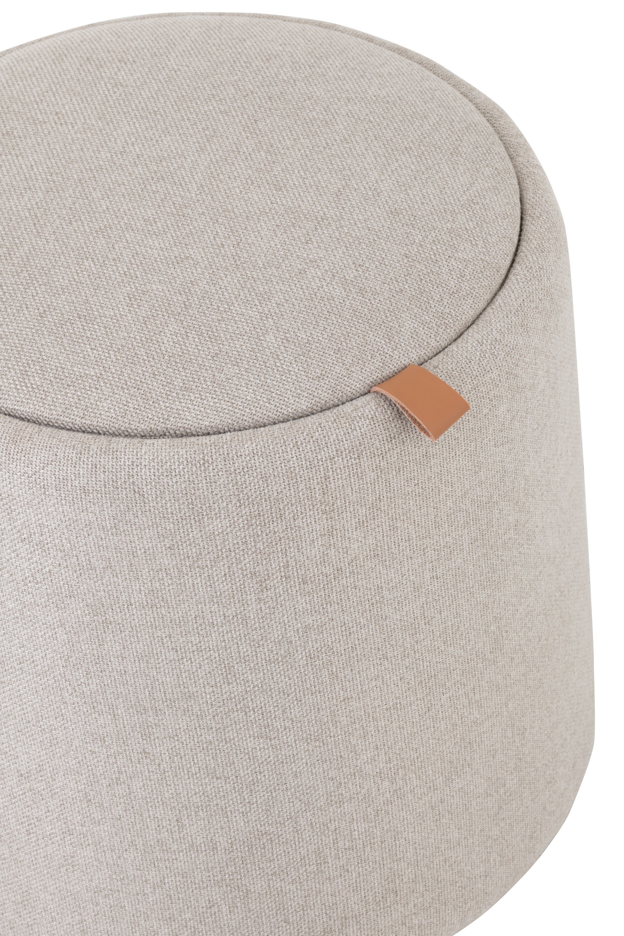 Pouf “Viviane” rond en bois et tissu doux - Plateau réversible, rangement intégré | J-Line