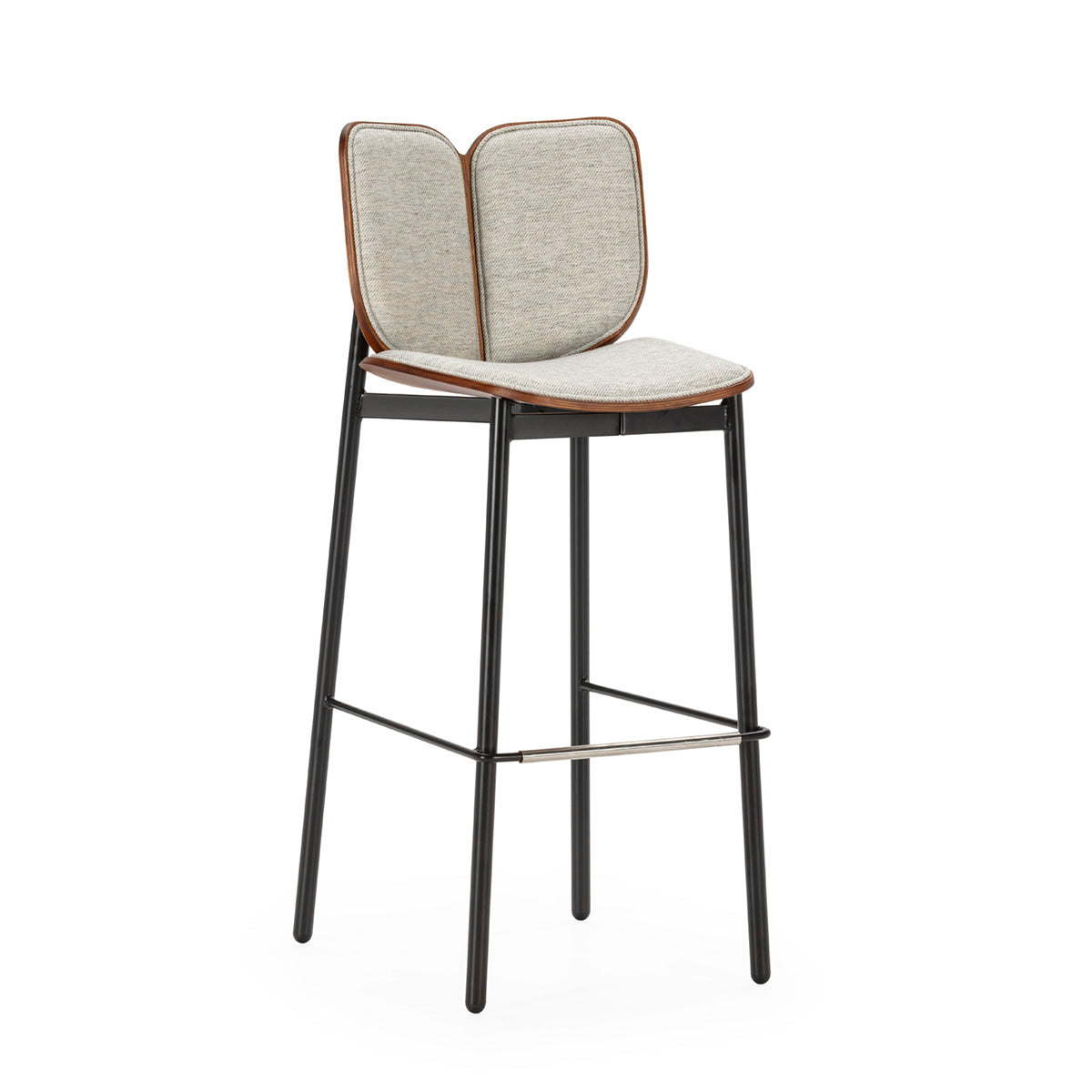 SUR DEVIS - Tabouret 50,7x43,4x104,6 Contreplaqué/Tissu/Métal -- Brun/Gris/Noir/Chrome - Club Pelita