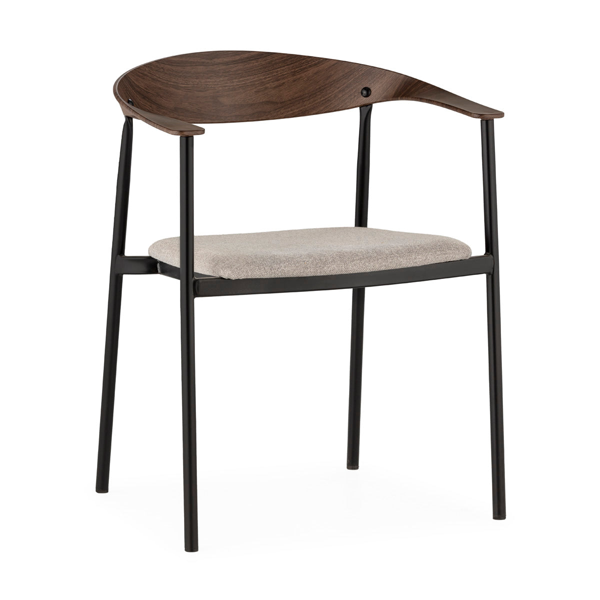 SUR DEVIS - Chaise empilable 60,5x53x75,5 Métal/Tissu -- Noyer Foncé/Noir/Gris - Club Pelita