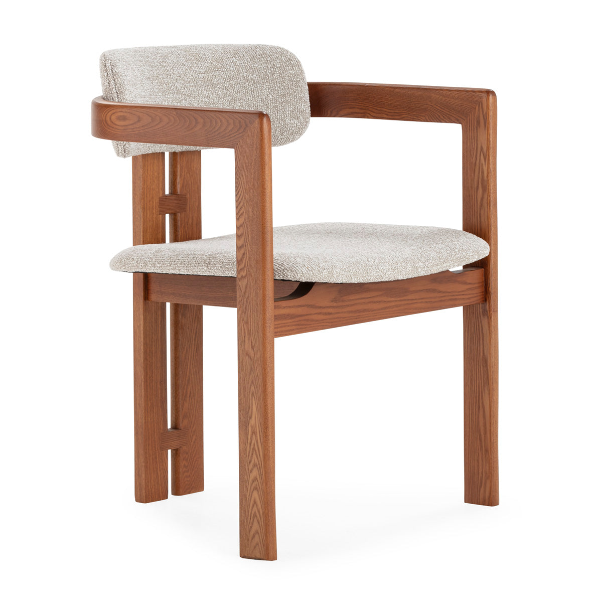 SUR DEVIS - Chaise 57x52x76 Bois de Frêne/Tissu -- Noyer/Gris - Club Pelita