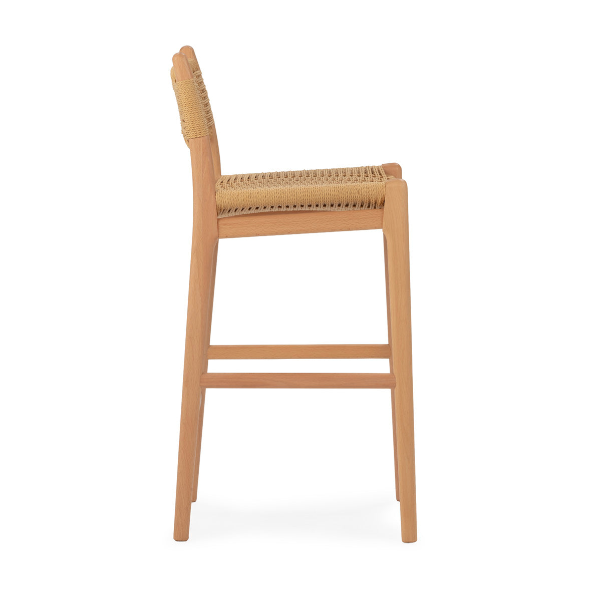 SUR DEVIS - Tabouret 47,5x52,5x90 Bois de hêtre/Corde en papier -- Naturel - Club Pelita