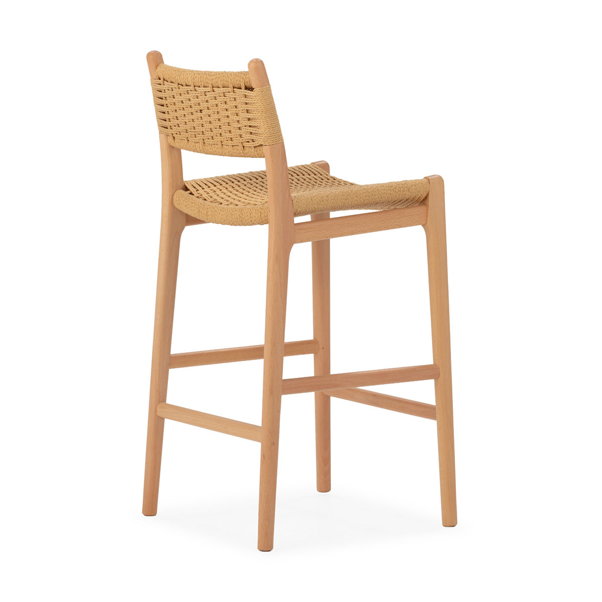 SUR DEVIS - Tabouret 47,5x52,5x90 Bois de hêtre/Corde en papier -- Naturel - Club Pelita