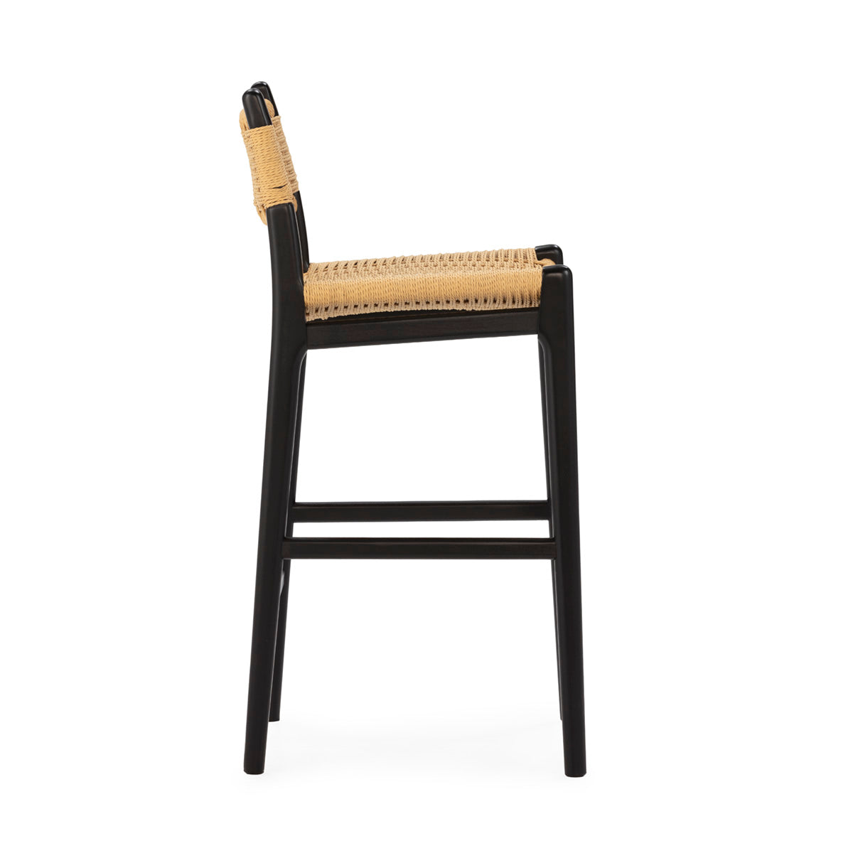SUR DEVIS - Tabouret 47,5x52,5x90 Bois de hêtre/Corde en papier -- Noir/Naturel - Club Pelita