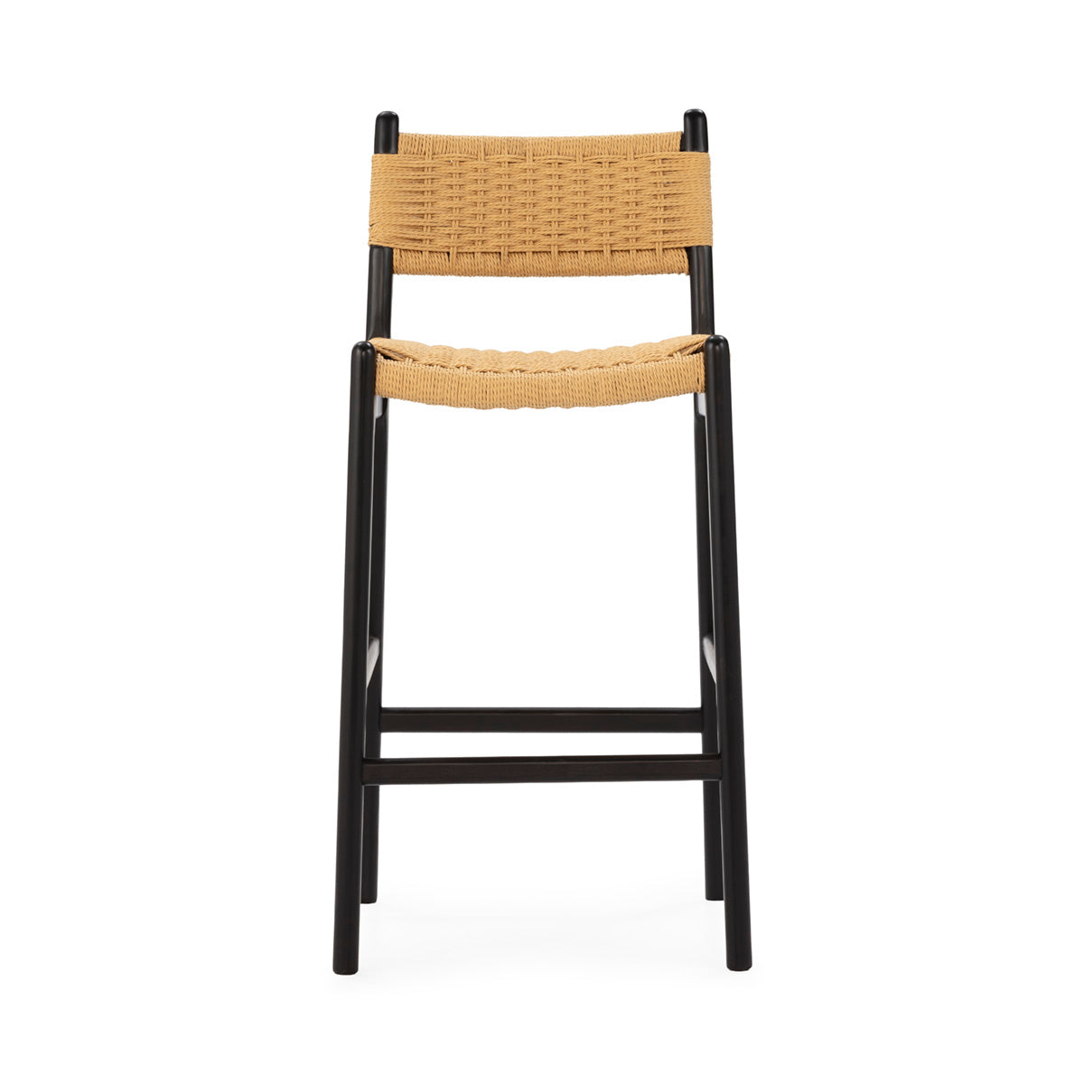 SUR DEVIS - Tabouret 47,5x52,5x90 Bois de hêtre/Corde en papier -- Noir/Naturel - Club Pelita