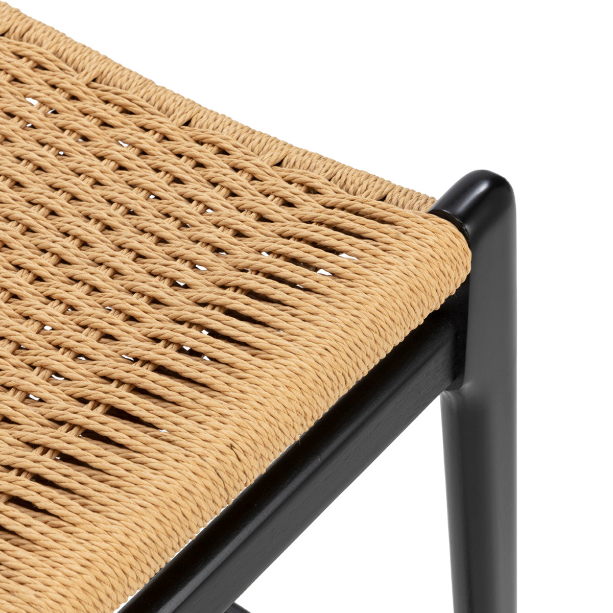 SUR DEVIS - Tabouret 47,5x52,5x90 Bois de hêtre/Corde en papier -- Noir/Naturel - Club Pelita
