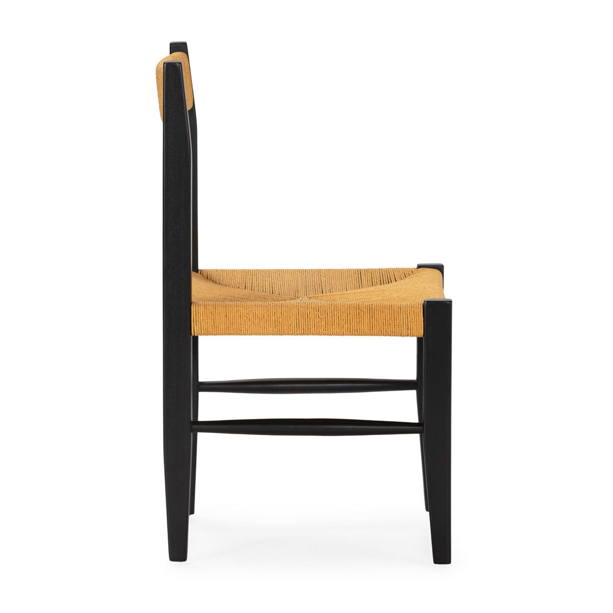 SUR DEVIS - Chaise 50x56x87 Bois de Teck/Fibre de feuille de bananier -- Noir/Naturel - Club Pelita