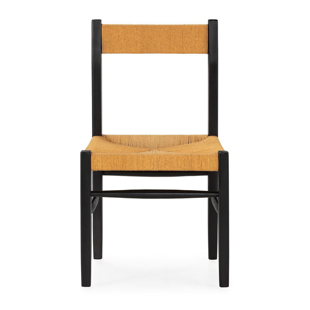 SUR DEVIS - Chaise 50x56x87 Bois de Teck/Fibre de feuille de bananier -- Noir/Naturel - Club Pelita