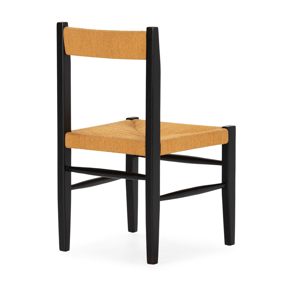 SUR DEVIS - Chaise 50x56x87 Bois de Teck/Fibre de feuille de bananier -- Noir/Naturel - Club Pelita