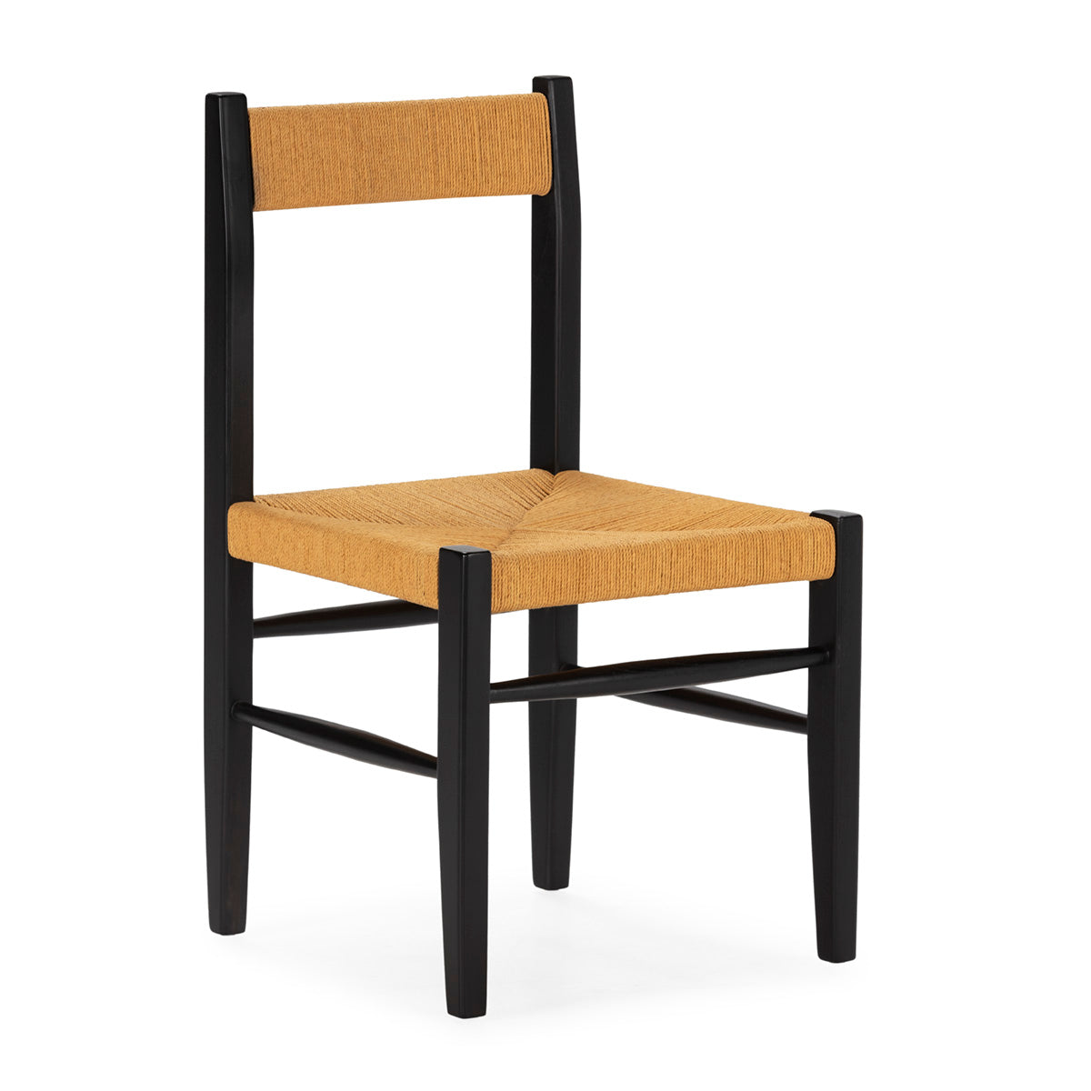 SUR DEVIS - Chaise 50x56x87 Bois de Teck/Fibre de feuille de bananier -- Noir/Naturel - Club Pelita