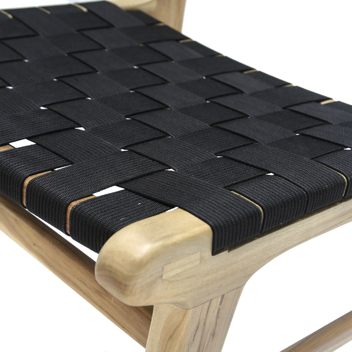 Chaise d'extérieur Santanyi en bois de teck et nylon noir