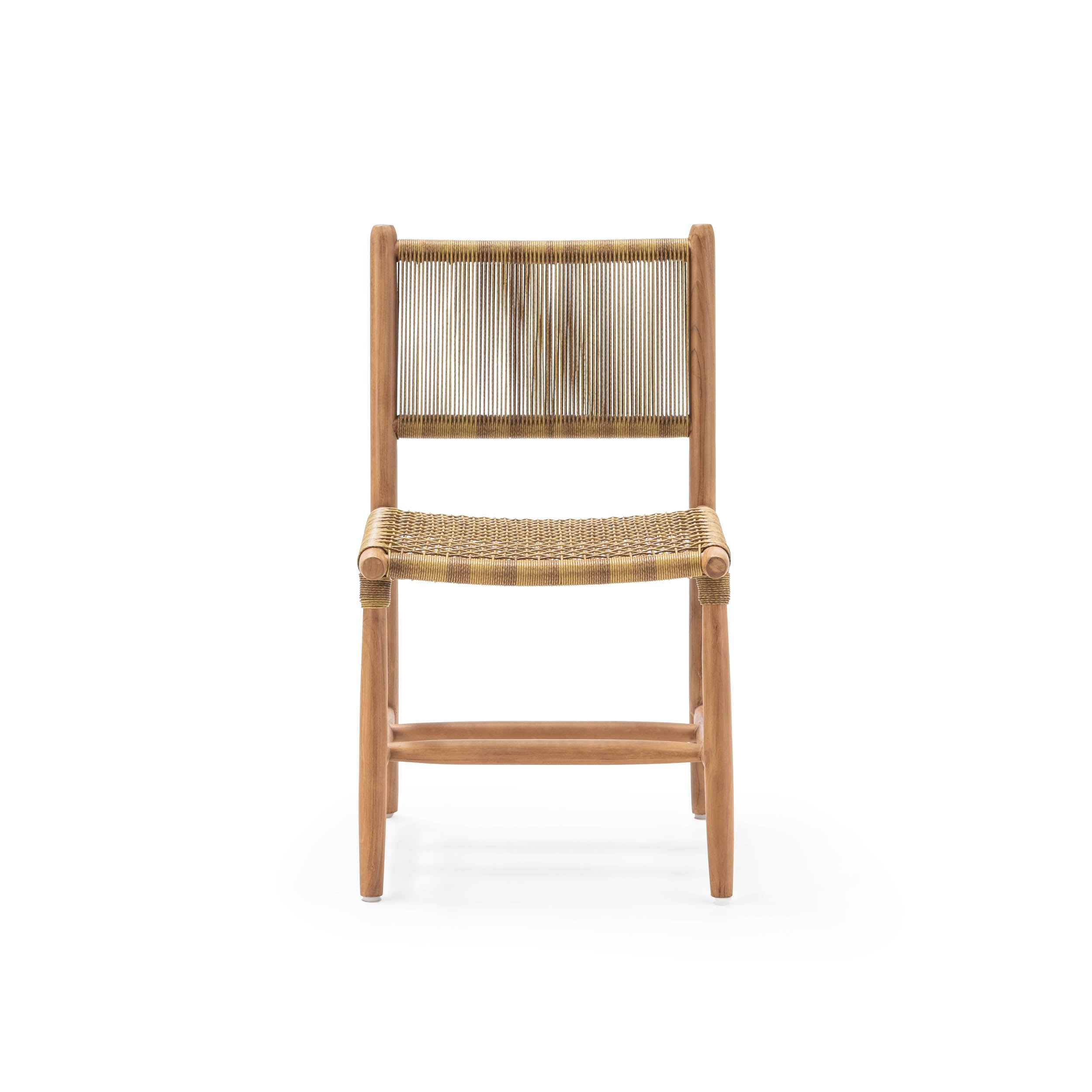 Chaise d'extérieur Magaluf en bois de teck et nylon beige