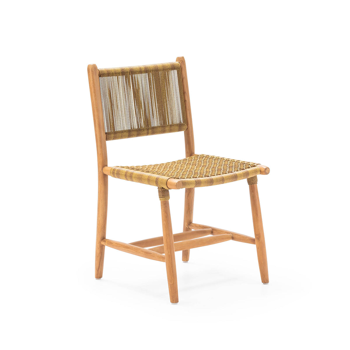 Chaise d'extérieur Magaluf en bois de teck et nylon beige