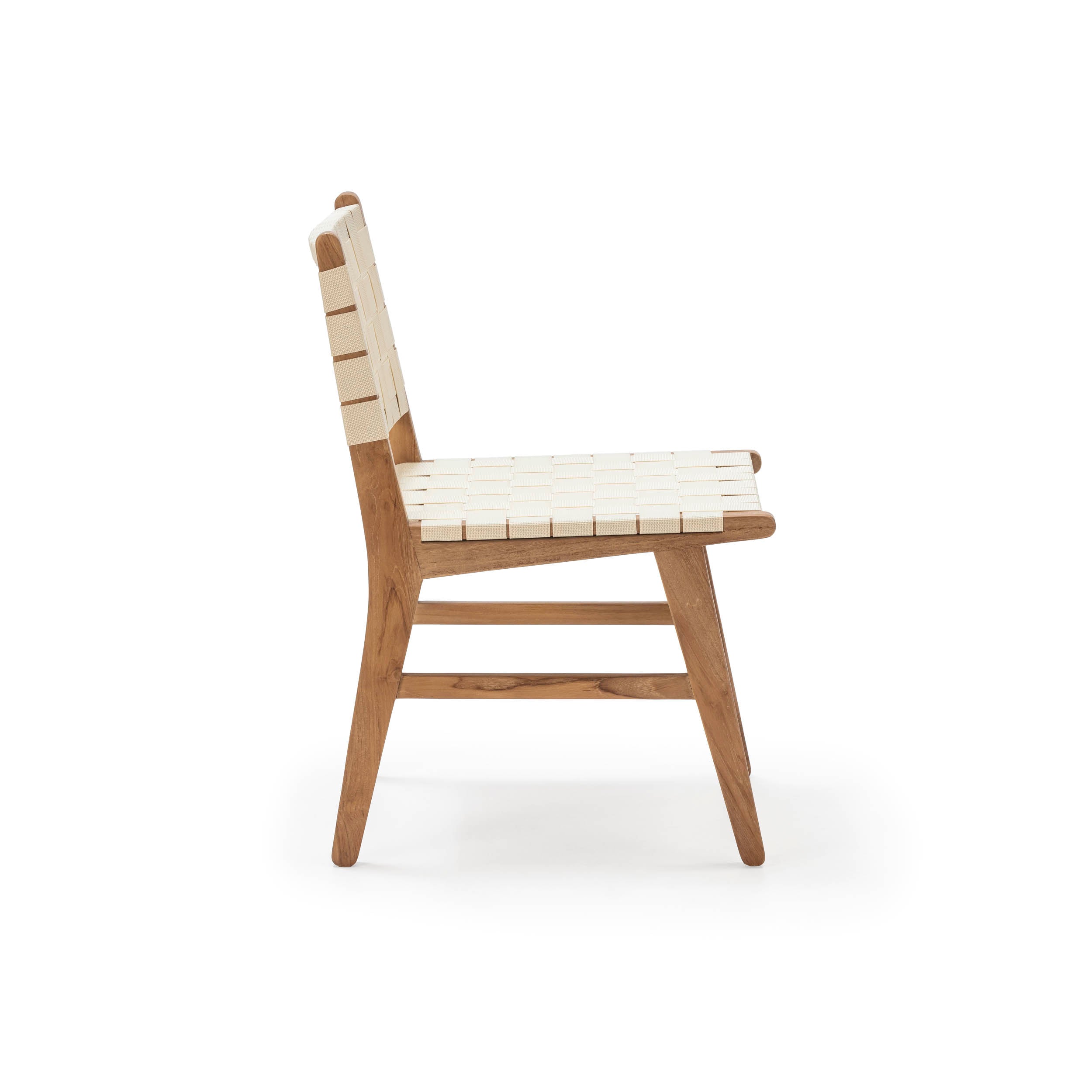 Chaise d'extérieur Santanyi en bois de teck et nylon beige
