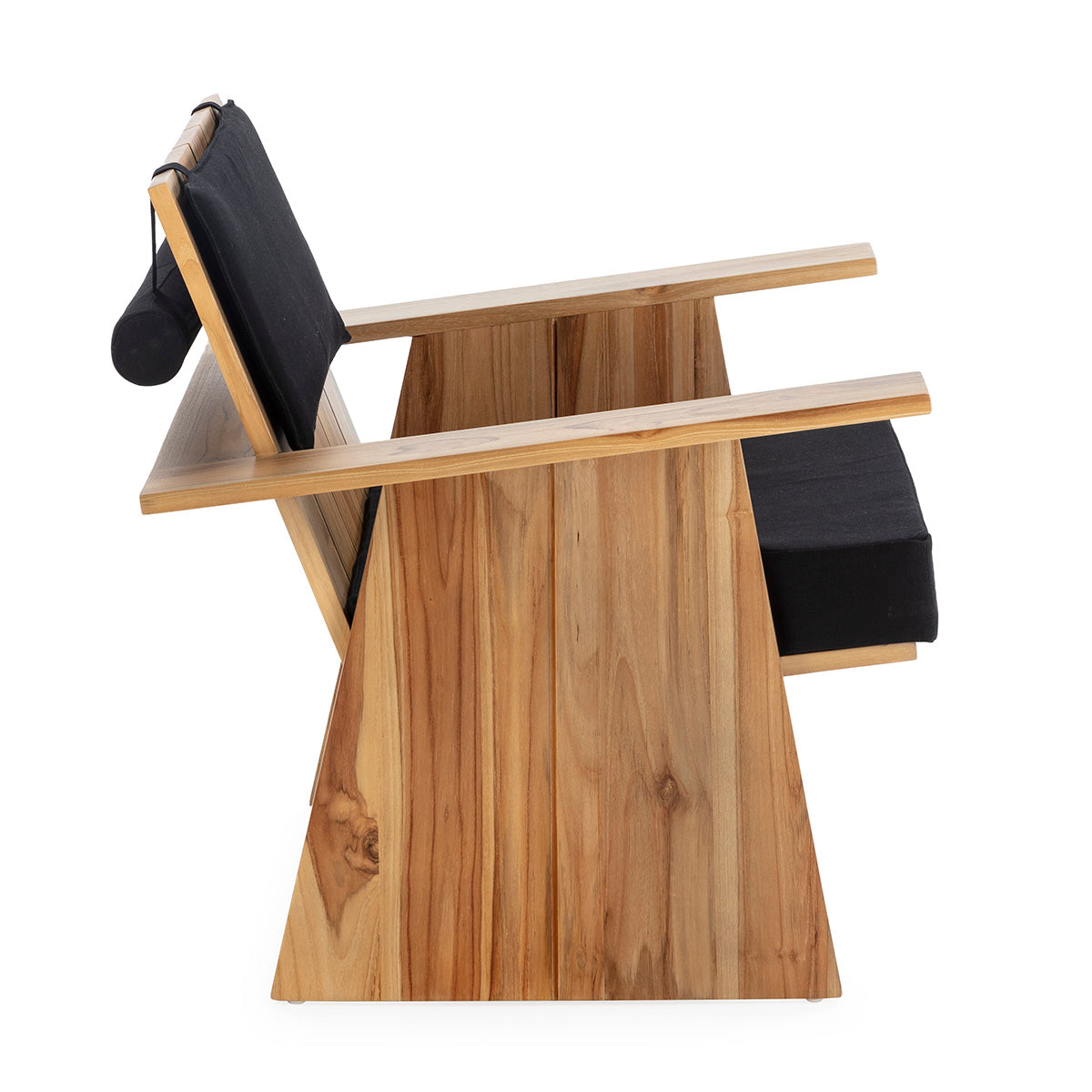 SUR DEVIS - Fauteuil 78x81x80 Bois de Teck/Polyester Naturel/Noir - Club Pelita
