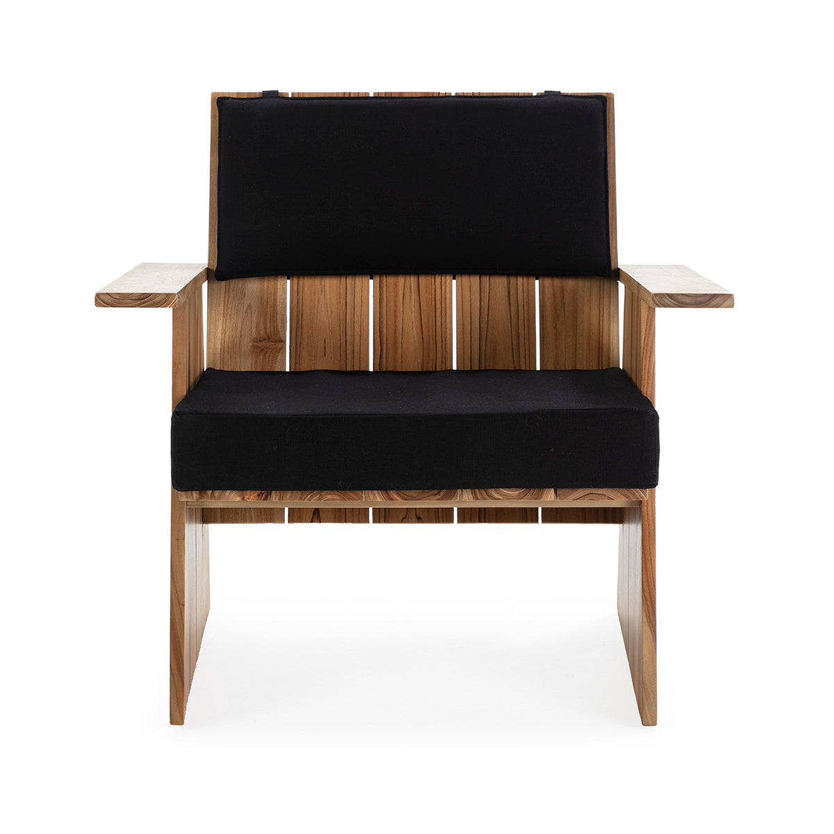 SUR DEVIS - Fauteuil 78x81x80 Bois de Teck/Polyester Naturel/Noir - Club Pelita