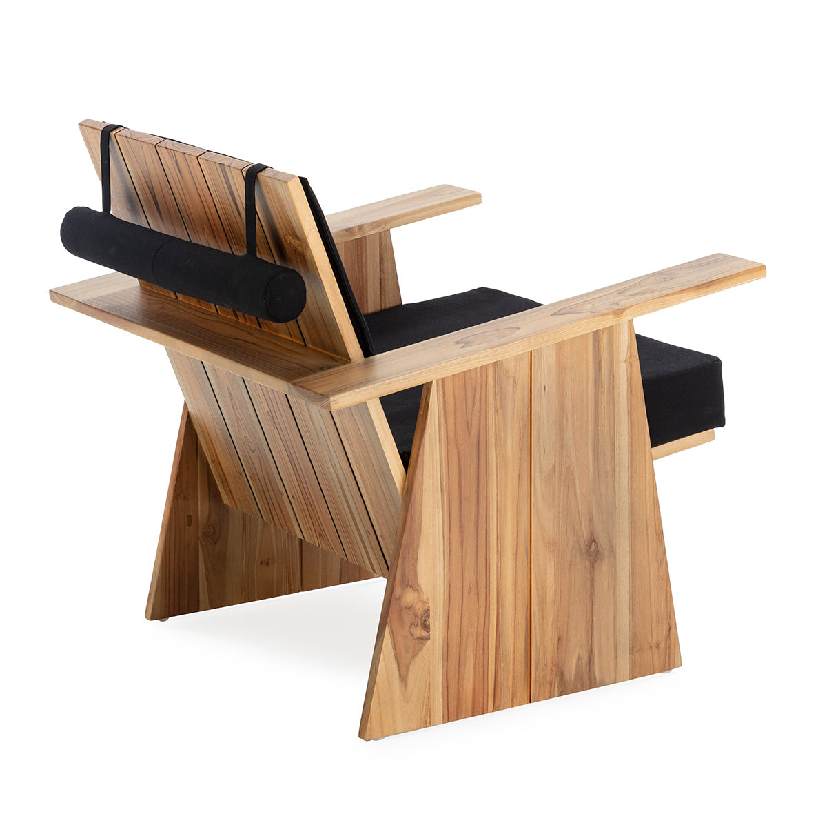 SUR DEVIS - Fauteuil 78x81x80 Bois de Teck/Polyester Naturel/Noir - Club Pelita