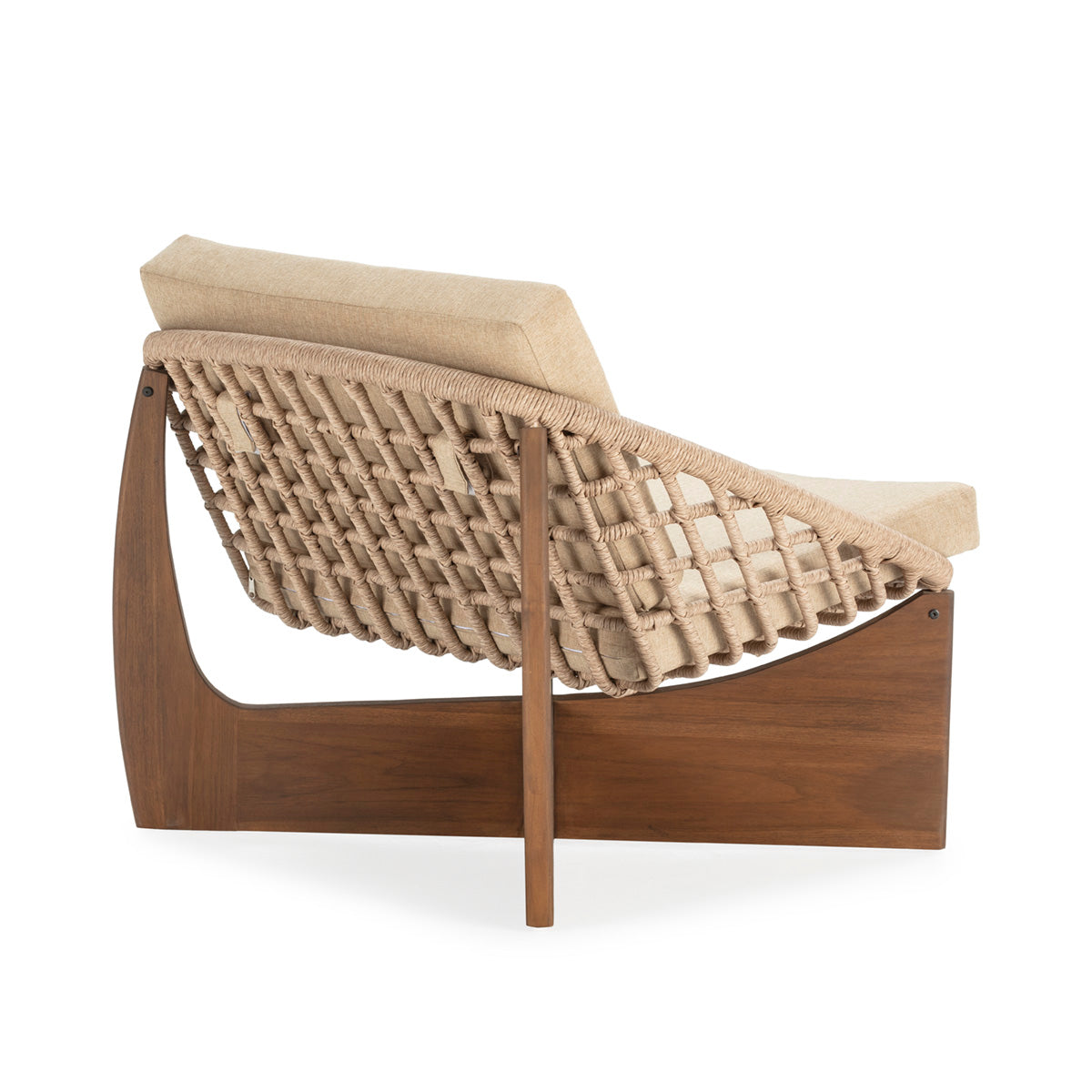 SUR DEVIS - Fauteuil 75x70x80 Bois de Teck/Rotin/Tissu -- Naturel/Camel - Club Pelita