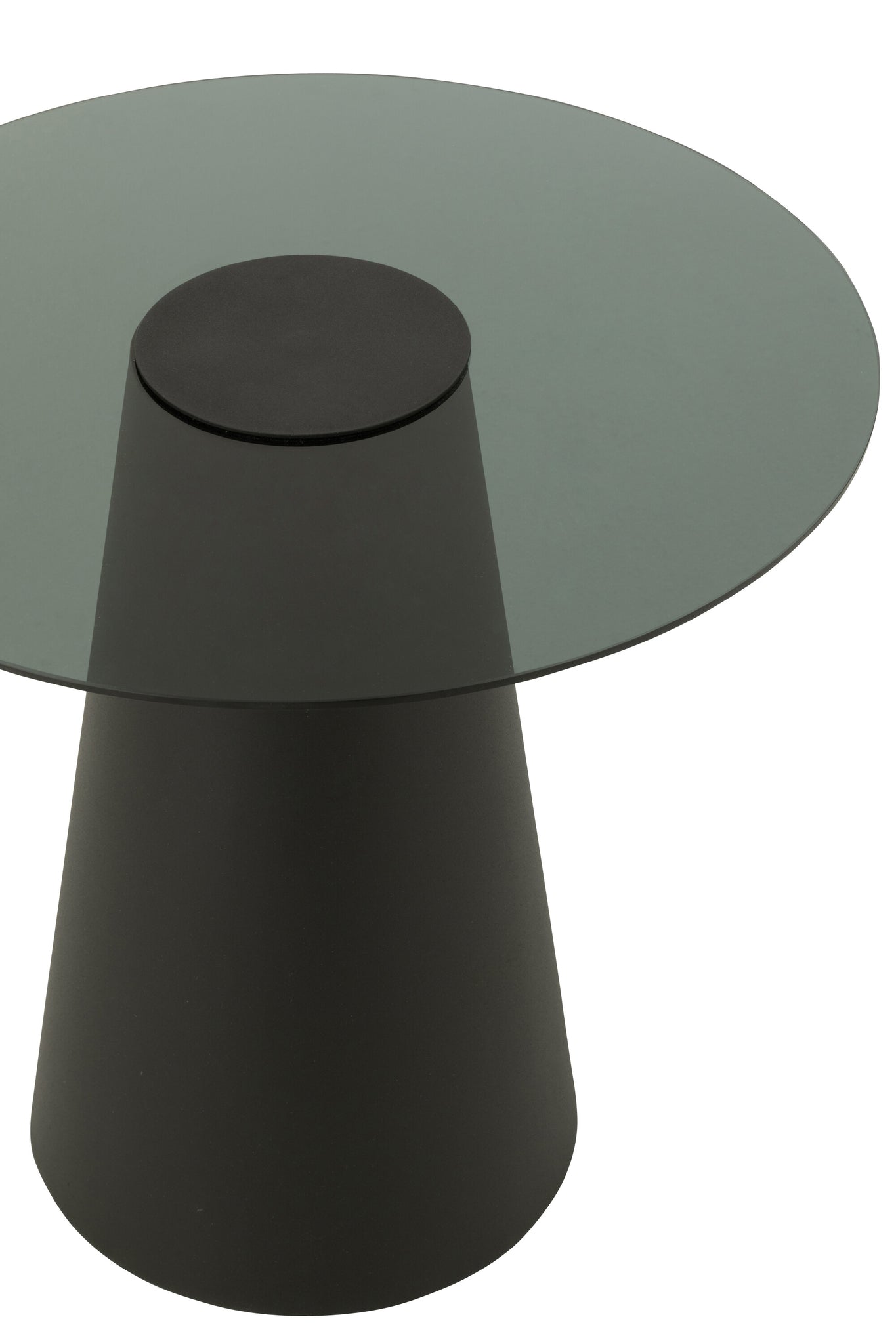 Table d’appoint "Coralie" - Verre teinté, Pied en fer noir | J-Line