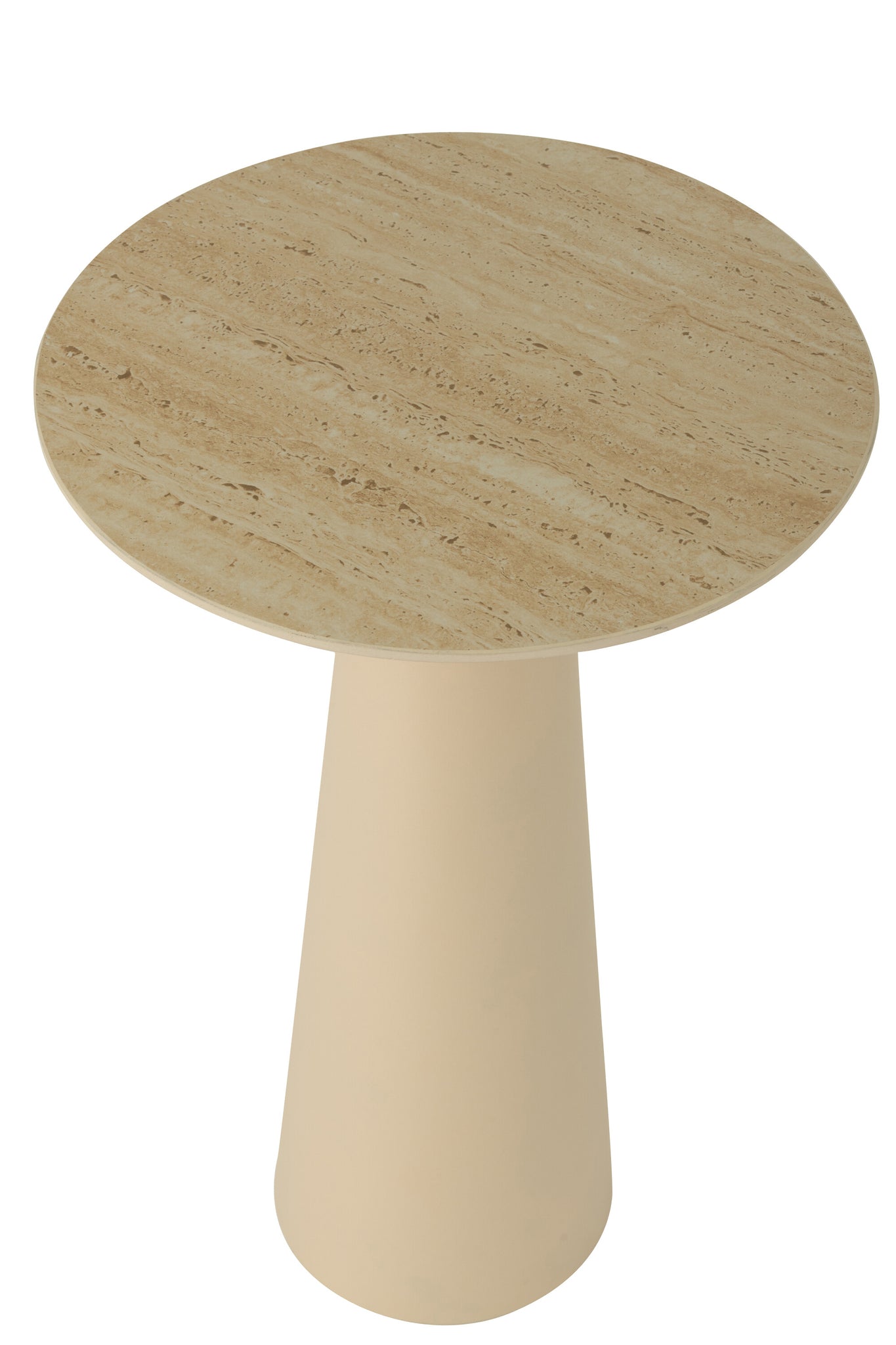 Table d’appoint Céline en céramique et fer beige - Design minimaliste, hauteur élégante | J-Line