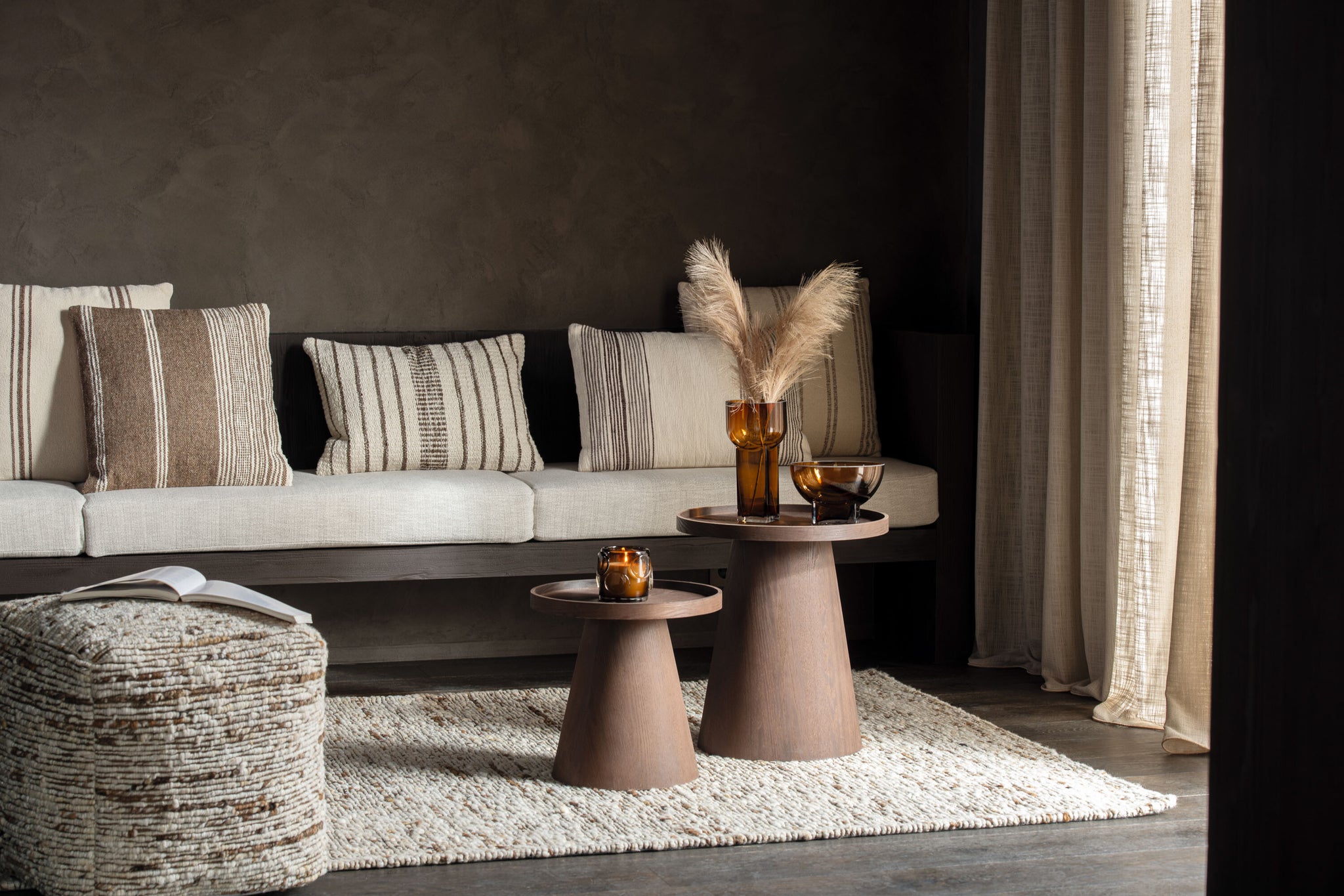 Tapis tissé en laine beige et marron – Design intemporel, ambiance chaleureuse | J-Line