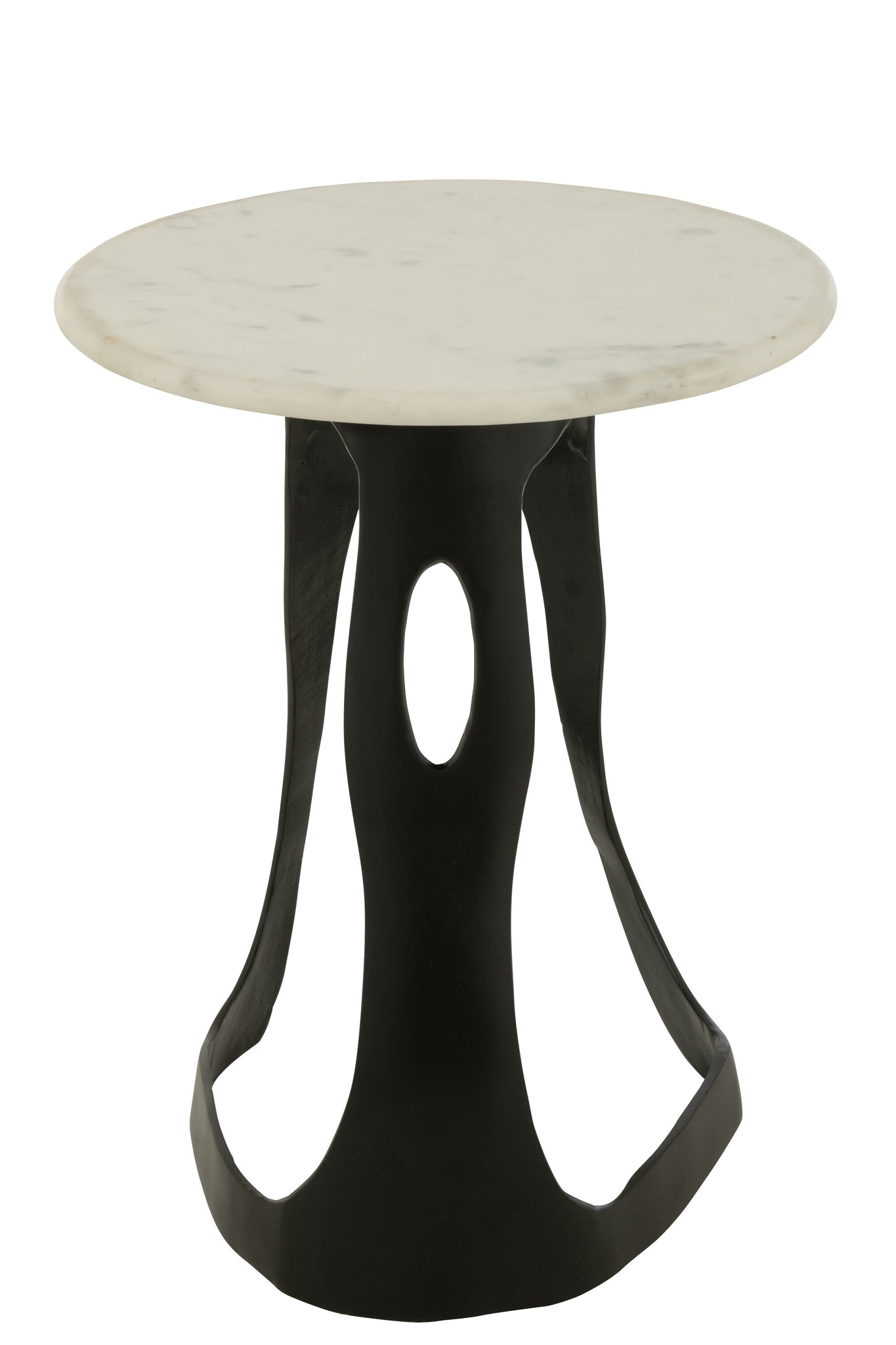 Table d’appoint "Carla" grande - Pierre Naturelle Blanche, Piètement Aluminium Sculptural | J-Line