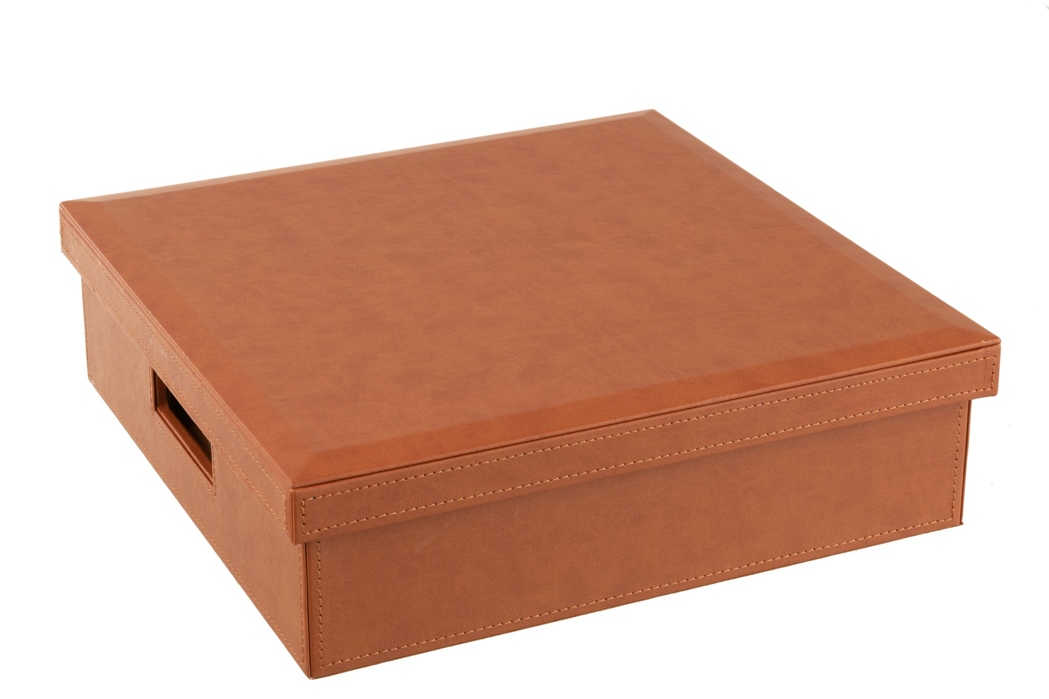 Jeu d’échecs & cartes en boîte similicuir cognac – Design décoratif, édition haut de gamme | J-Line