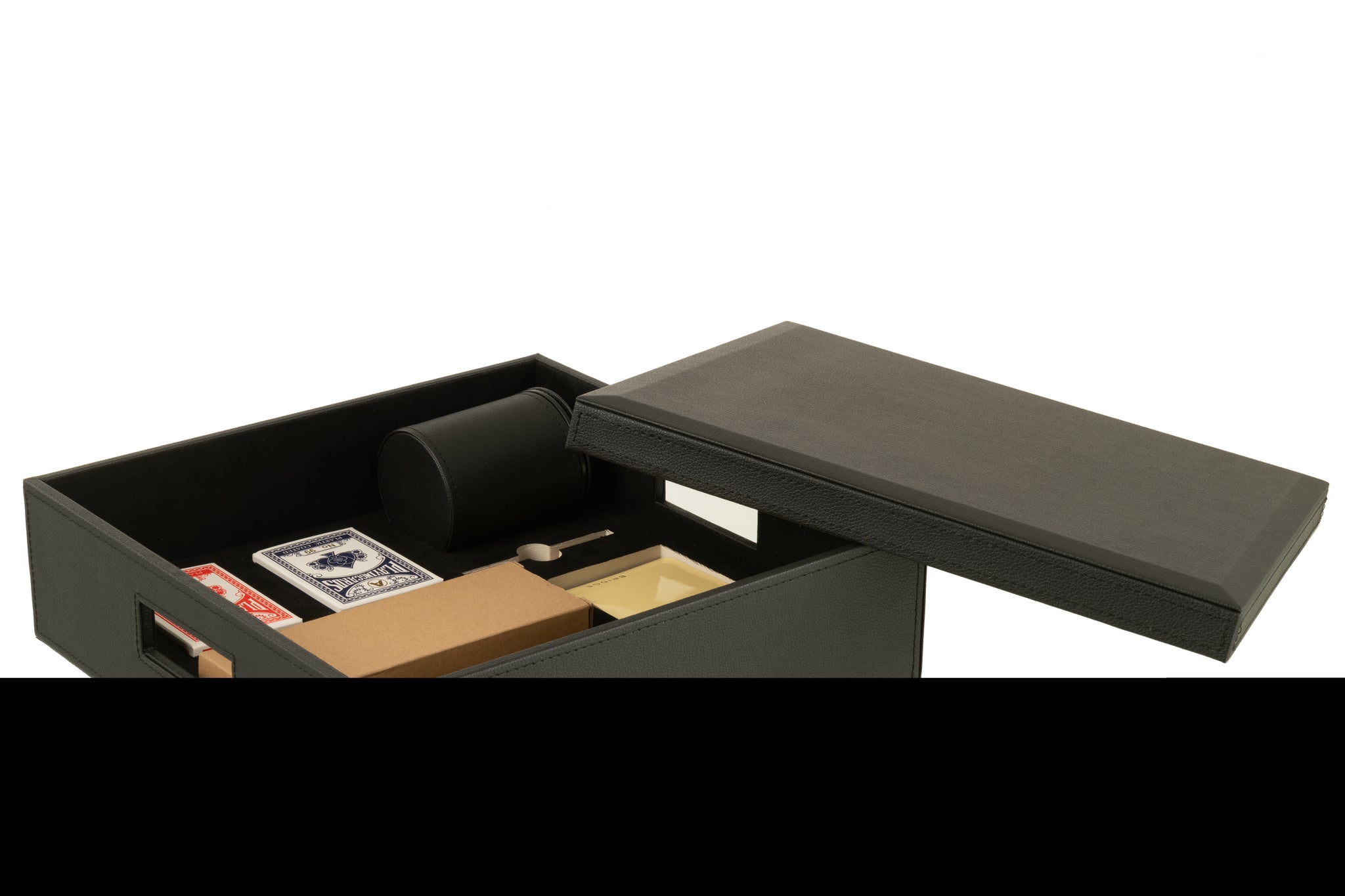 Jeu d’Échecs & Cartes Design en Boîte Similicuir Noir  – Jeu Décoratif, Cadeau Design  | J-Line