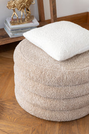 Pouf rond "Teddy" en beige