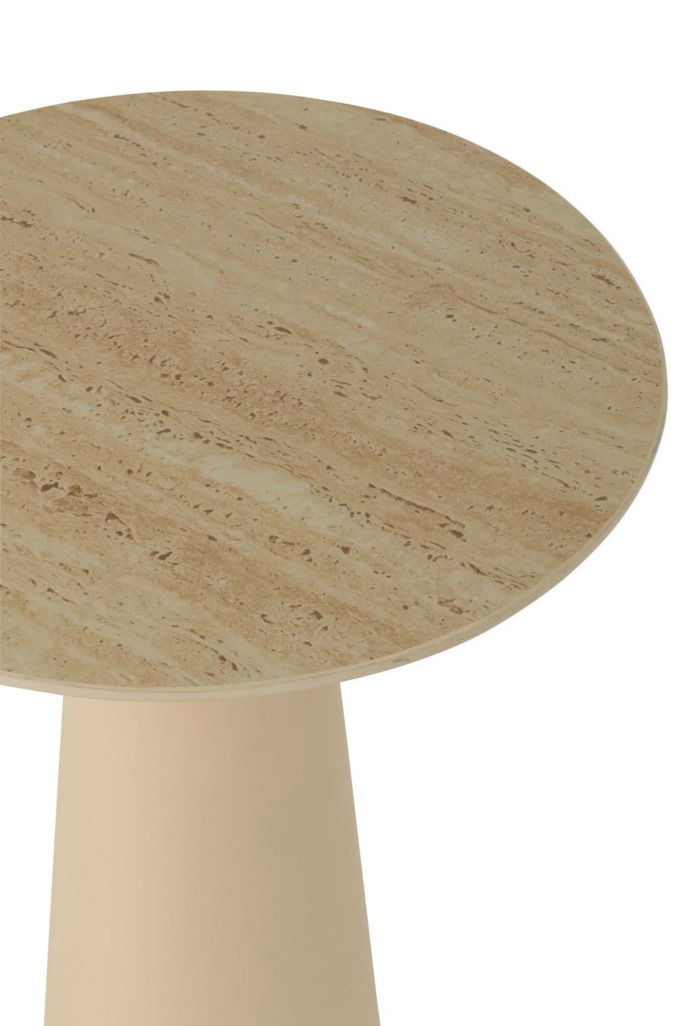 Table d’appoint Céline en céramique et fer beige - Design minimaliste, hauteur élégante | J-Line