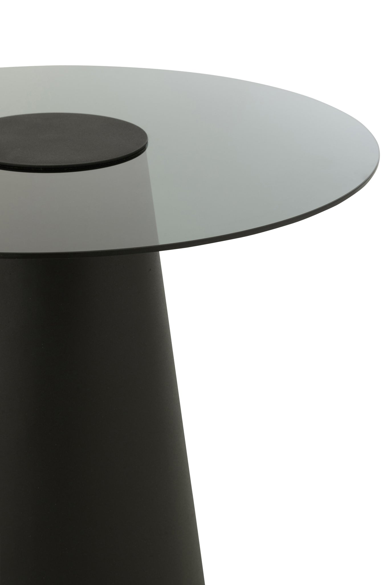 Table d’appoint "Coralie" - Verre teinté, Pied en fer noir | J-Line