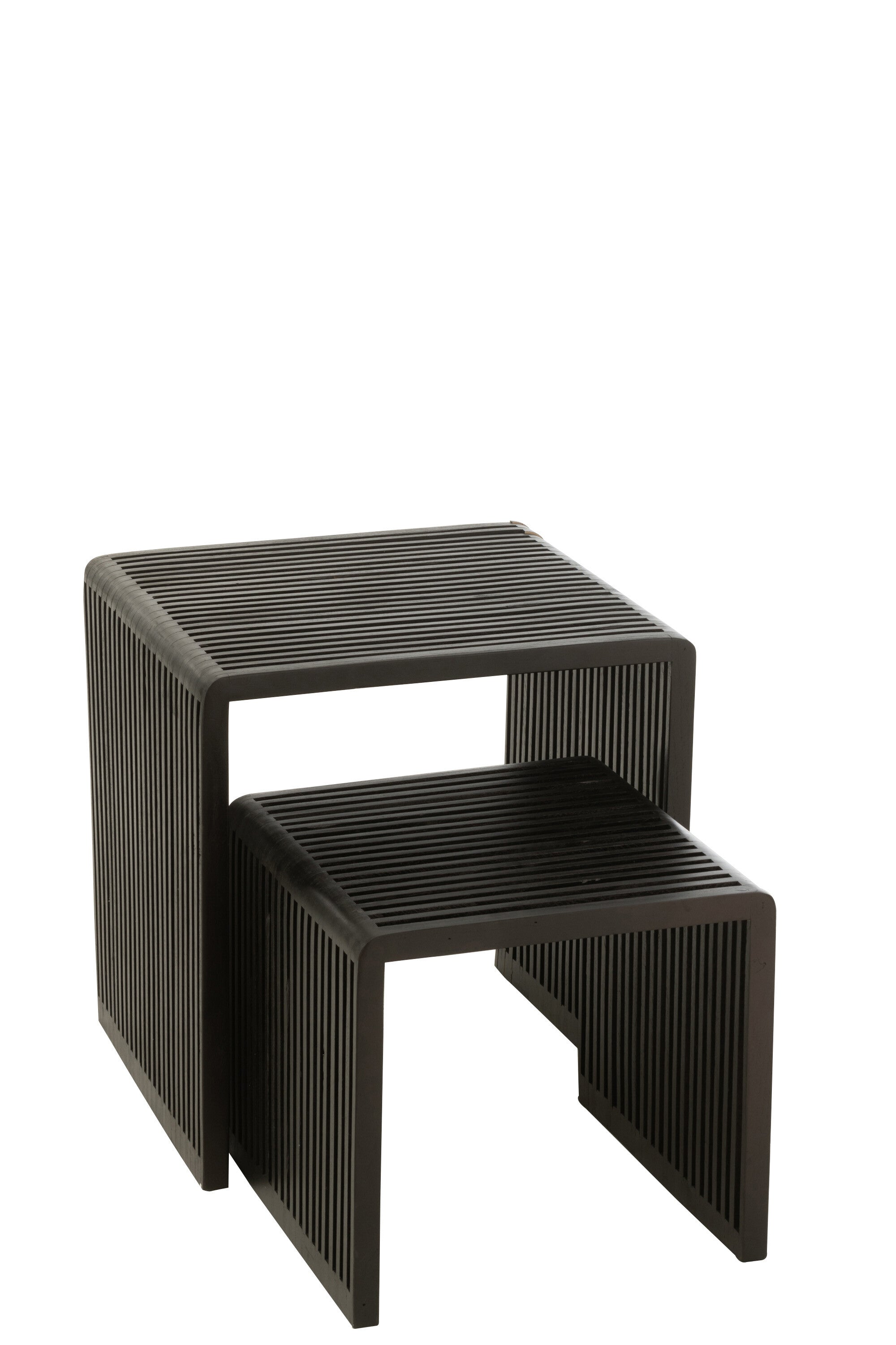 Set de 2 tables basses "Tabanan" en teck recyclé naturel noir