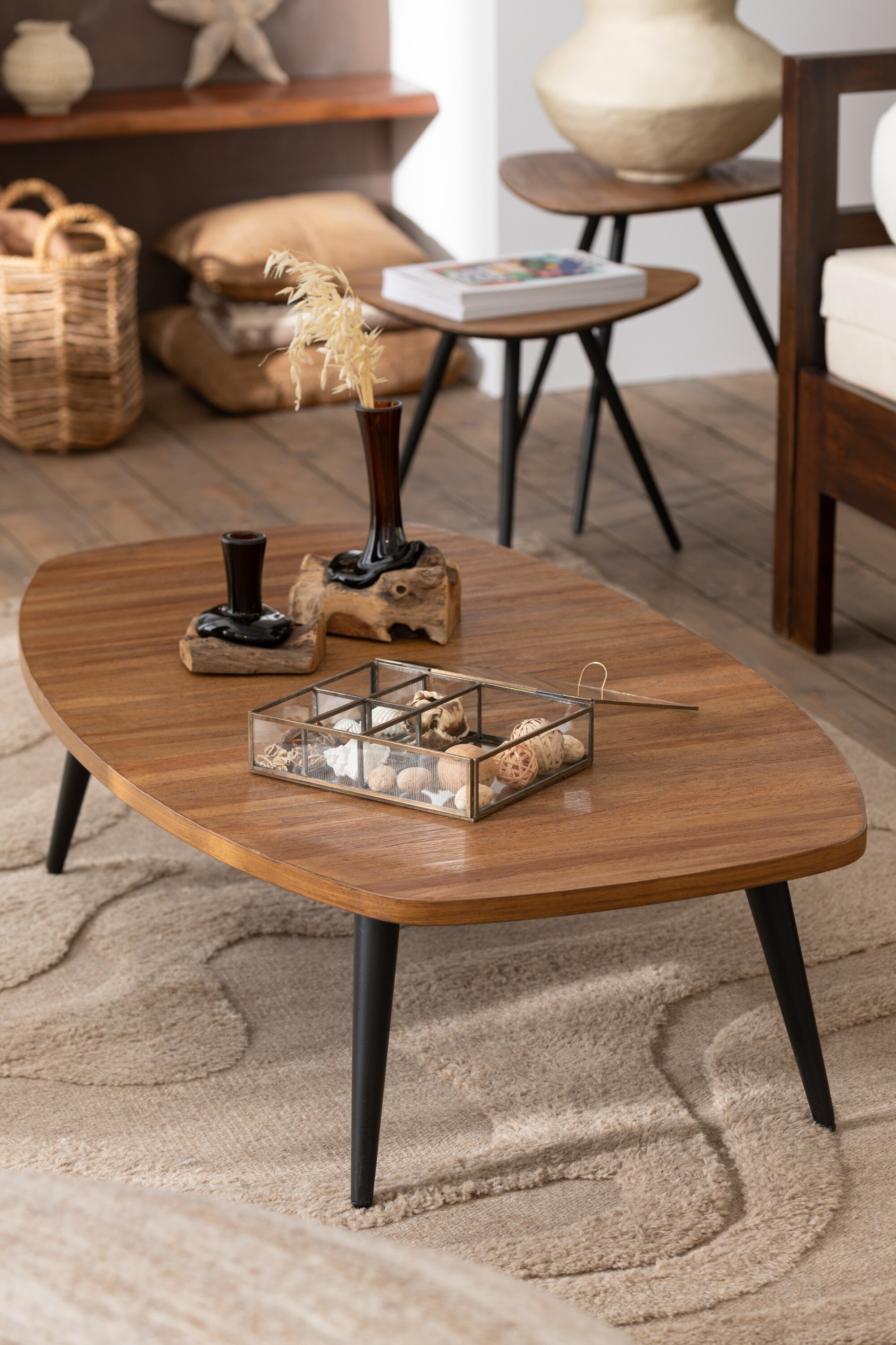 Table basse "Gilipoh" en teck recyclé naturel brun