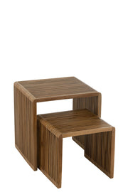 Set de 2 tables basses "Tabanan" en teck recyclé naturel brun