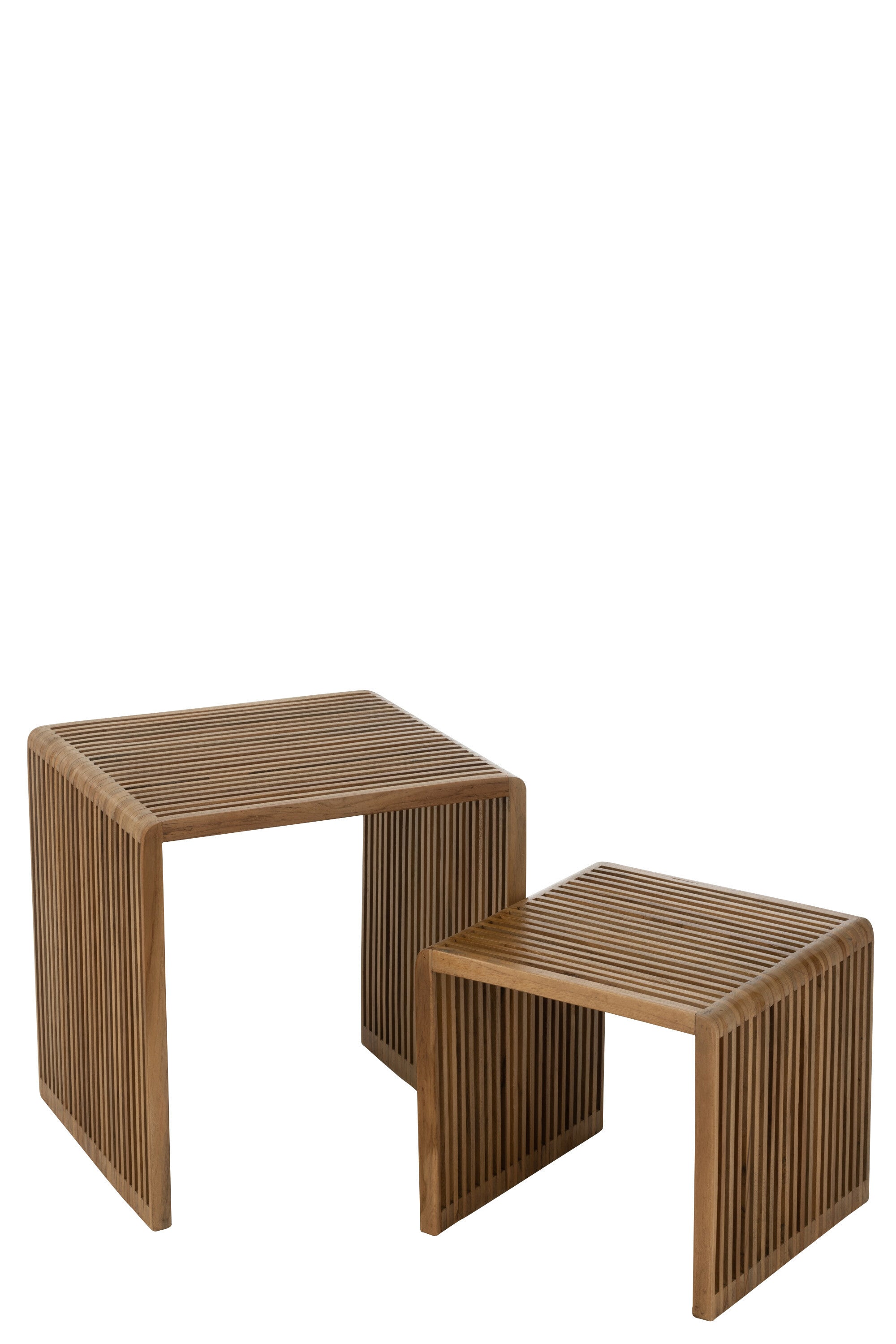 Set de 2 tables basses "Tabanan" en teck recyclé naturel brun