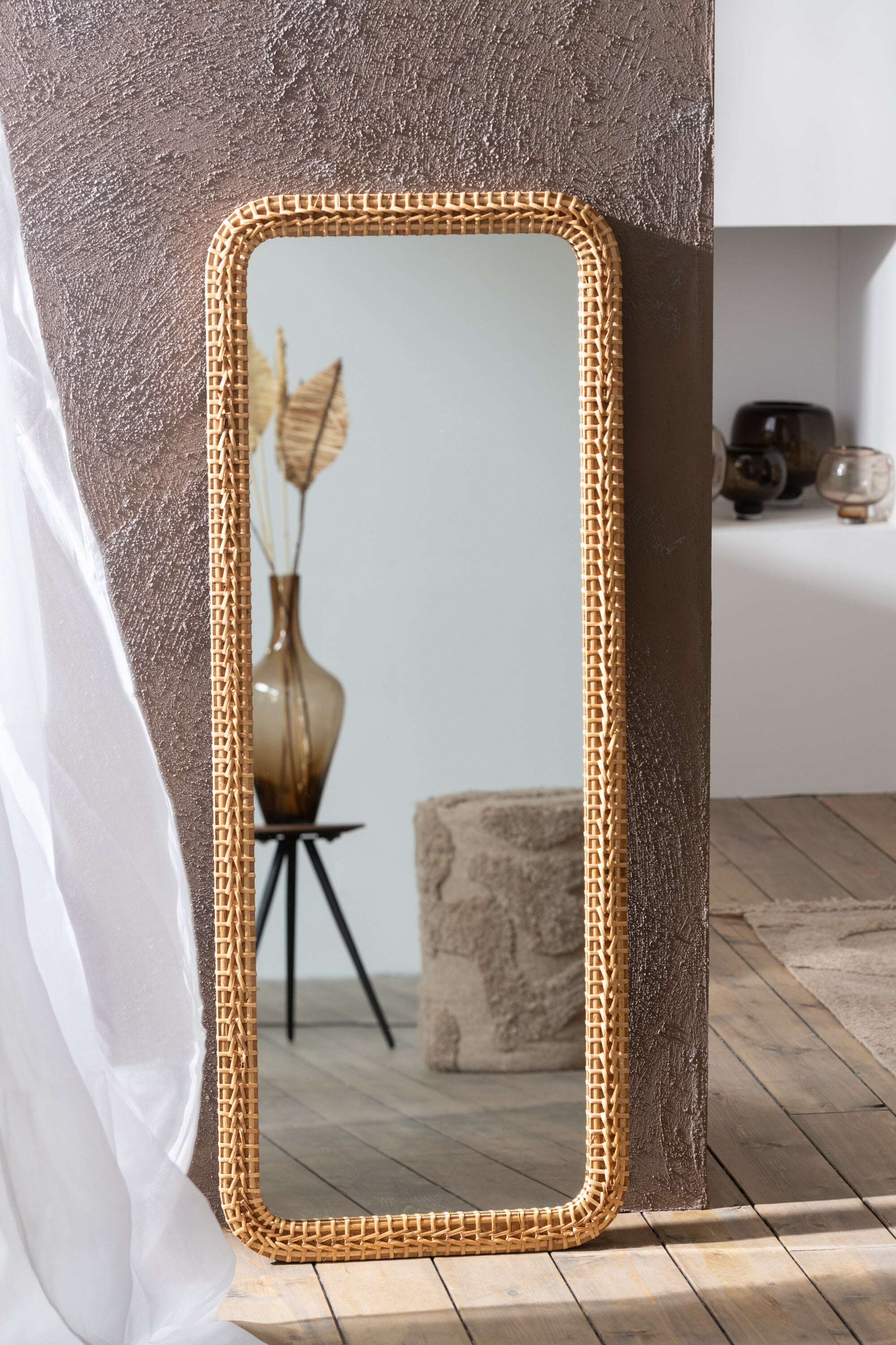 Miroir sur pied "Kediri" en bois de pin